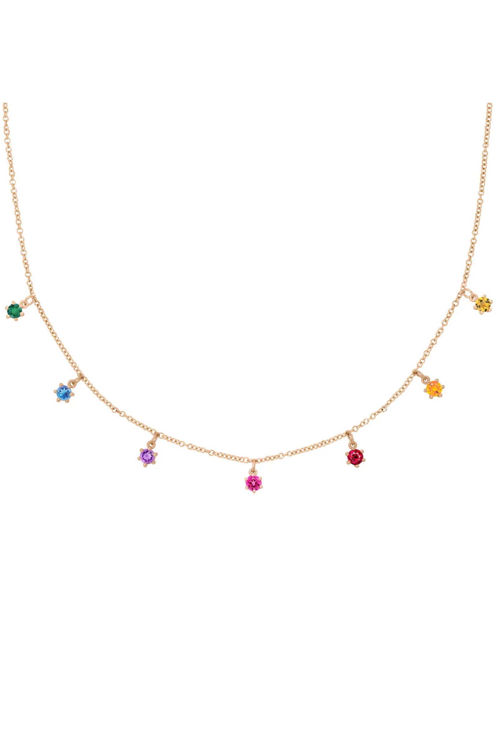 Valley Rose 14k Gold Mini Rainbow Chakra Necklace