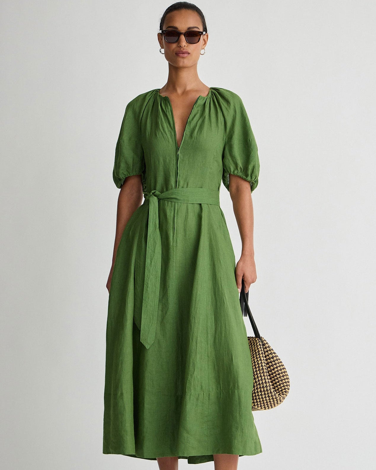 apiece apart linen dress Racing Red Alessandra Sarong Shirt Dress