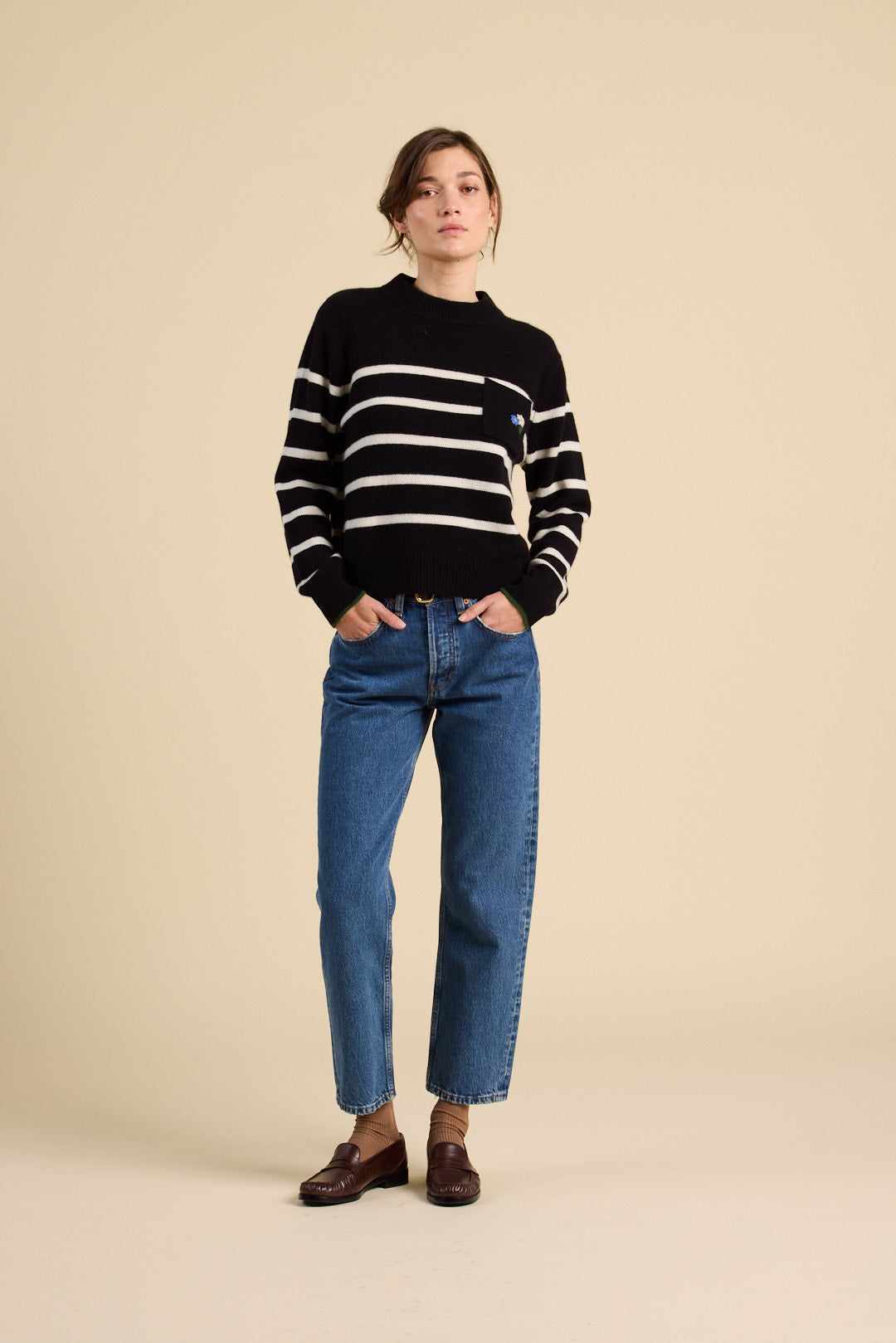 Trovata Oksana Sweater in Black Stripe