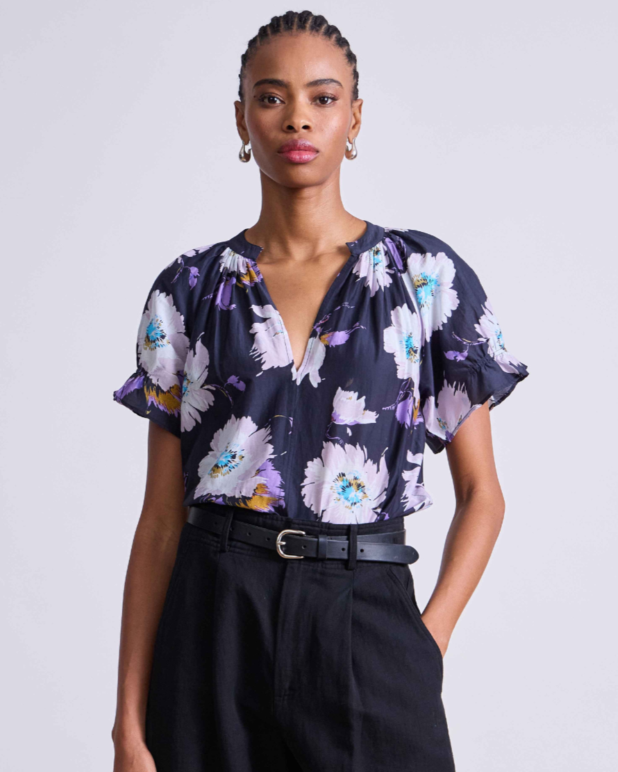 Apiece Apart Lo Capo Top in Senna Floral Navy