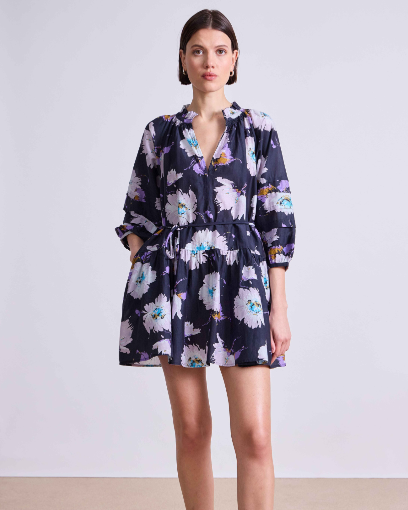 Apiece Apart Trinidad Mini Dress in Senna Floral Navy