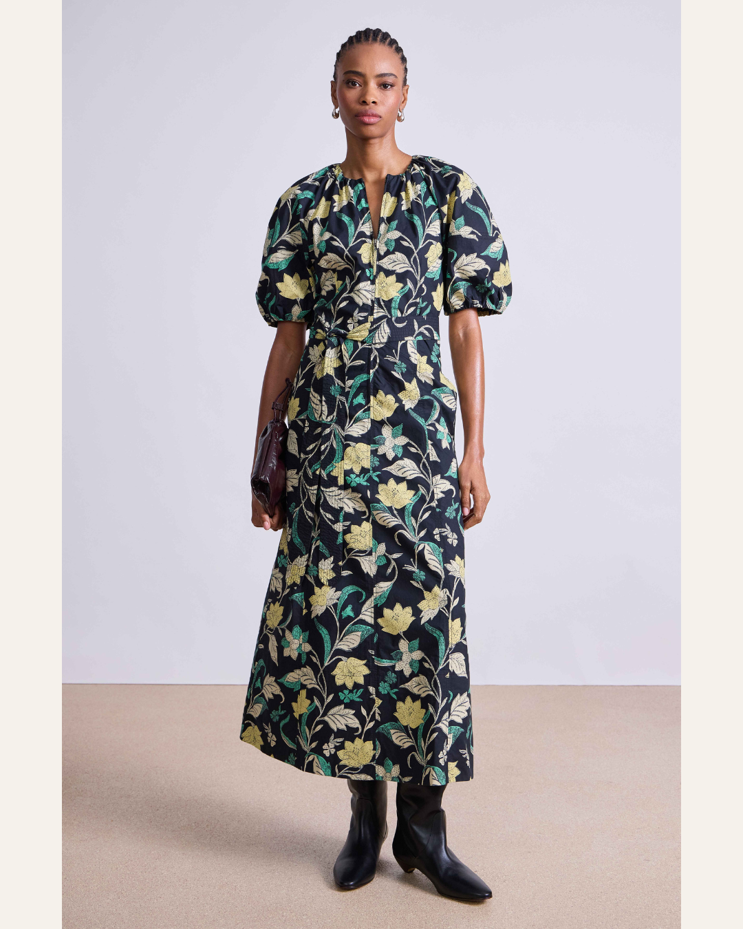 Apiece Apart Neli Maxi Dress – 100% Regenerative Cotton in Essa Floral Citron