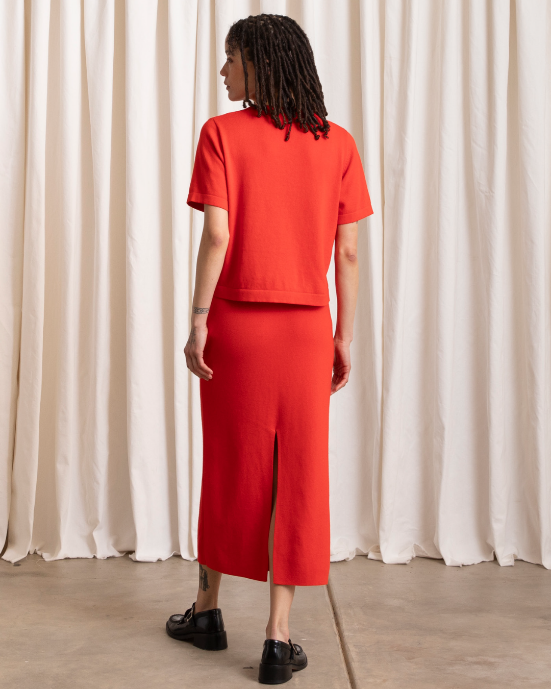 Ali Golden Thick Knit Pencil Skirt