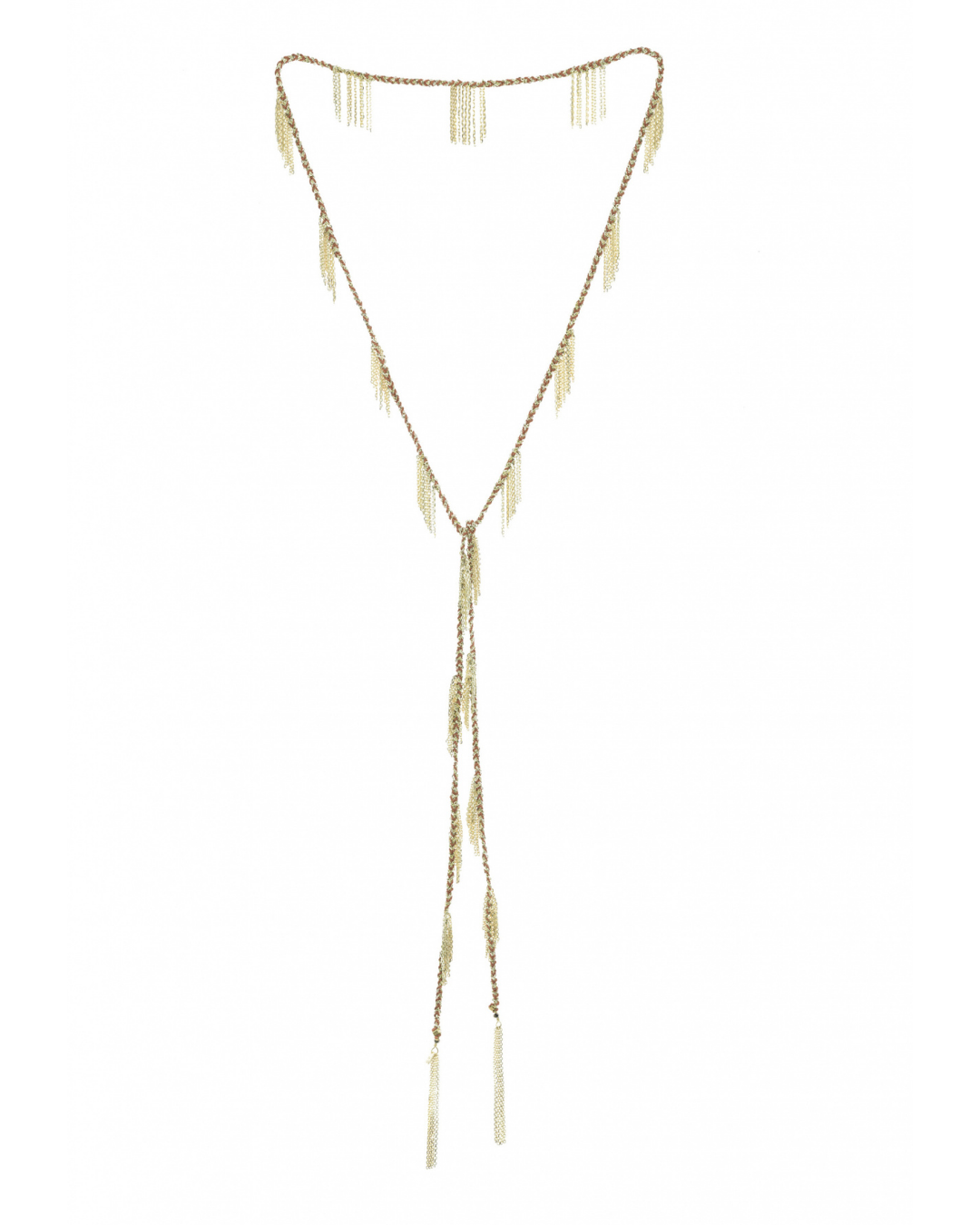 Marie Laure Chamorel Lariat Necklace Gold Beige