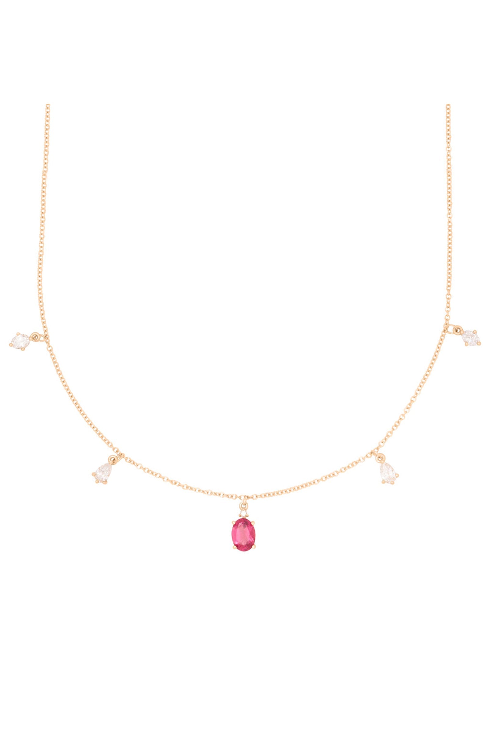 Valley Rose Circe Garnet and Diamond Five Drop Necklace