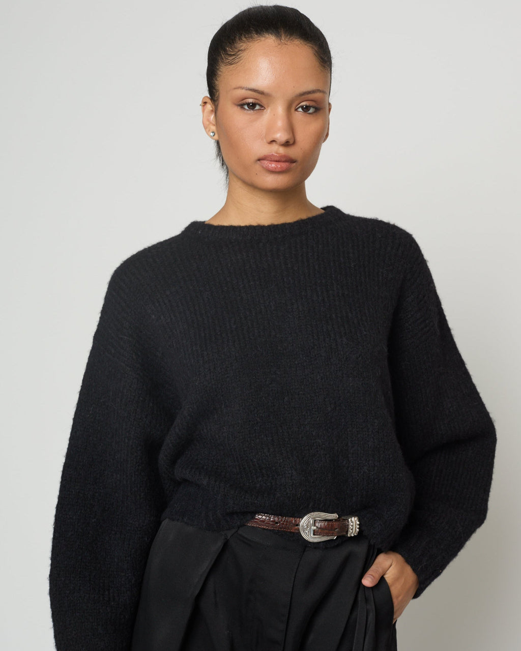 Atelier Delphine Balloon Sleeve Sweater in Black