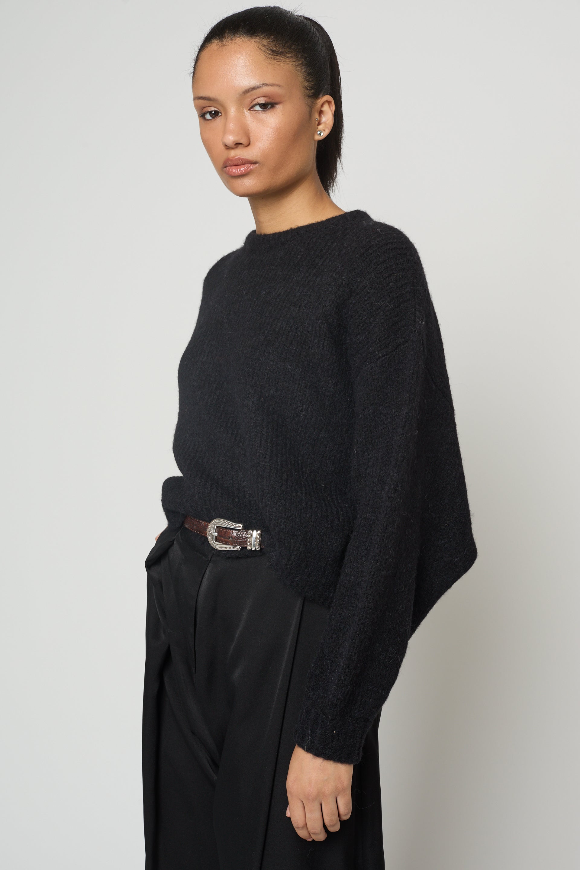 Atelier Delphine Balloon Sleeve Sweater in Black