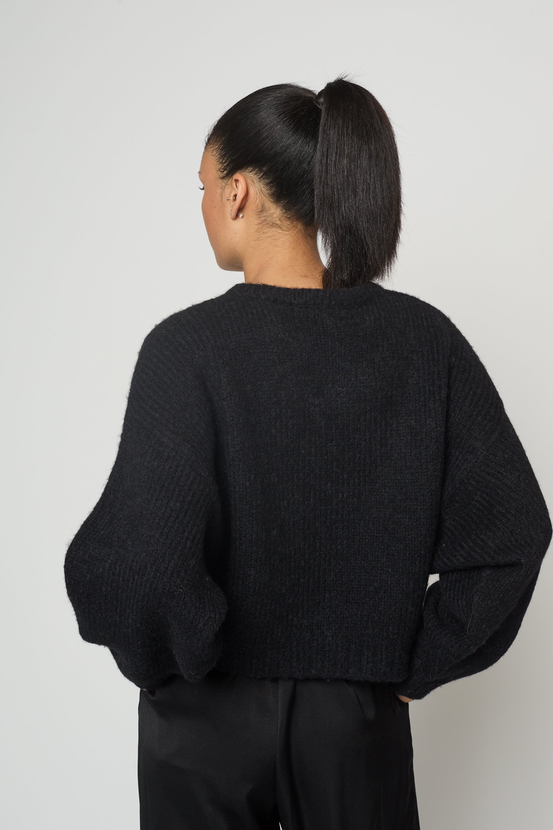 Atelier Delphine Balloon Sleeve Sweater in Black