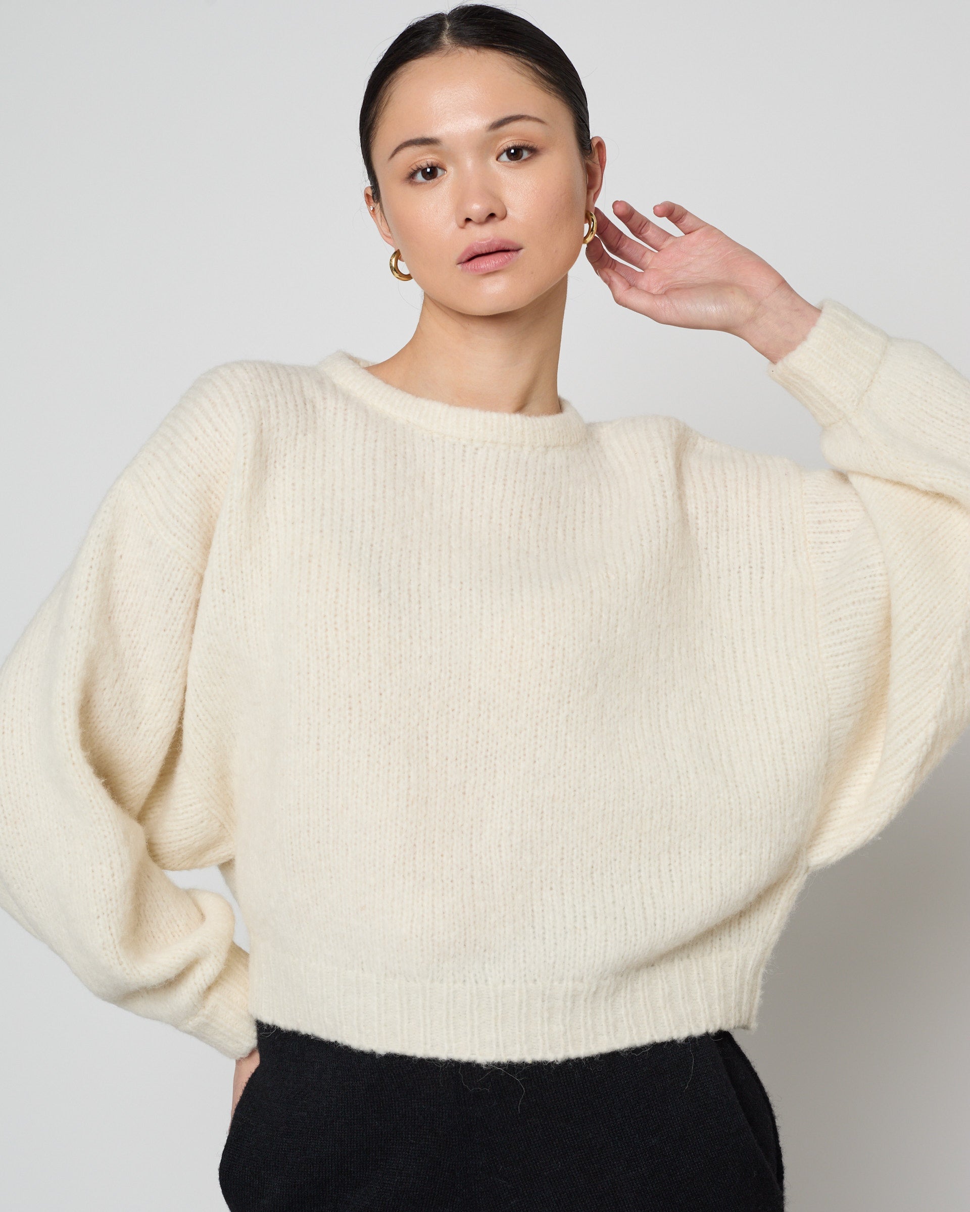 Atelier Delphine Balloon Sleeve Sweater in Cream