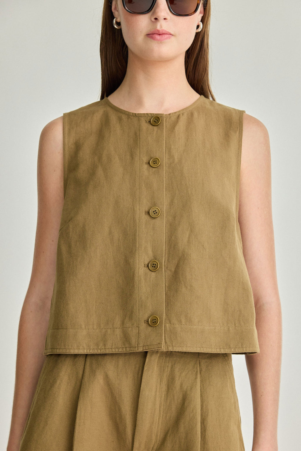 Apiece Apart Godet Tank in Tobacco