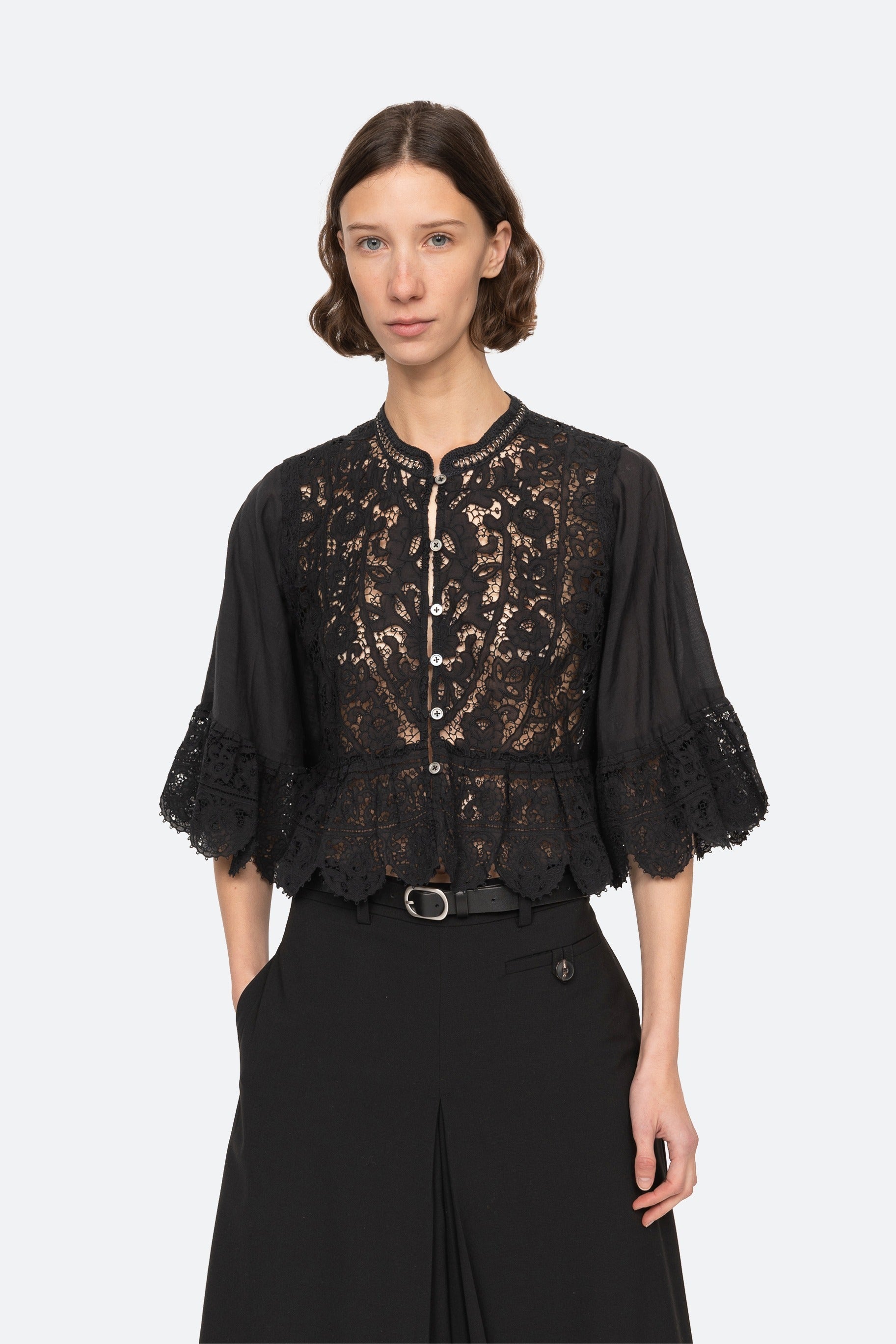 Sea New York Shanna Lace 3/4 Sleeve Top