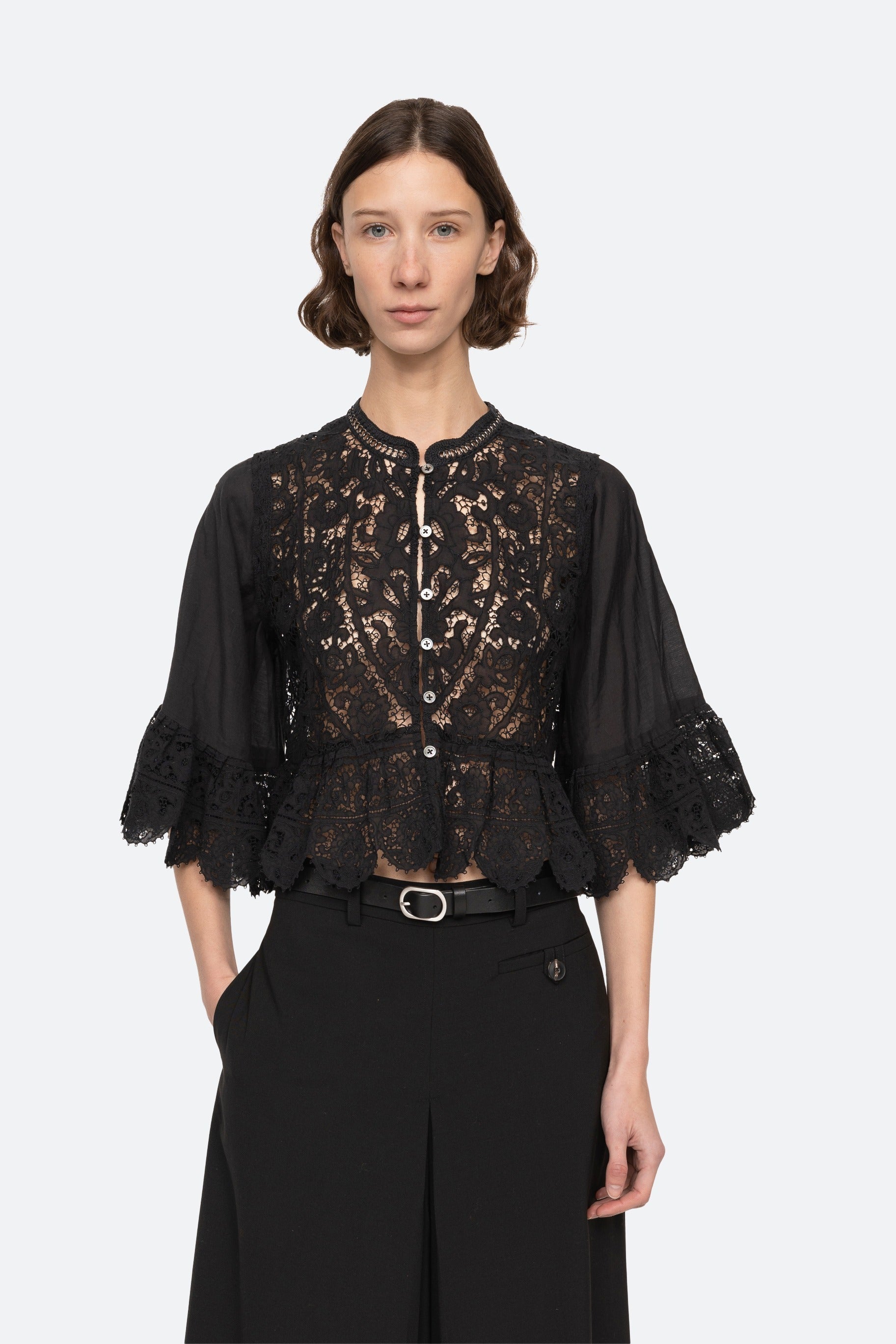 Sea New York Shanna Lace 3/4 Sleeve Top