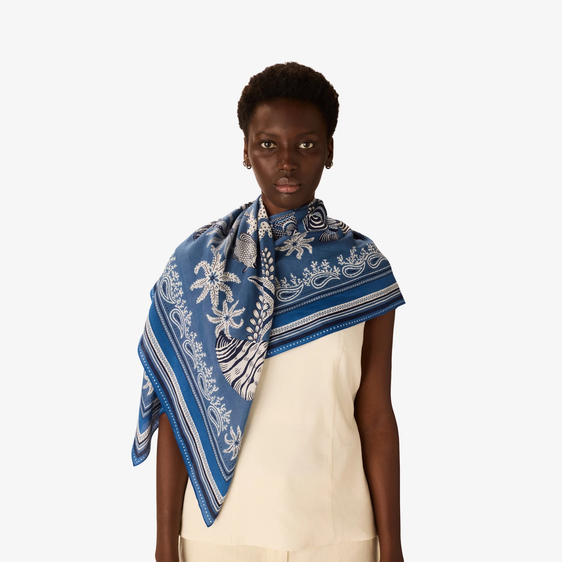 Inoui Editions Square Scarf Neptune in Blue