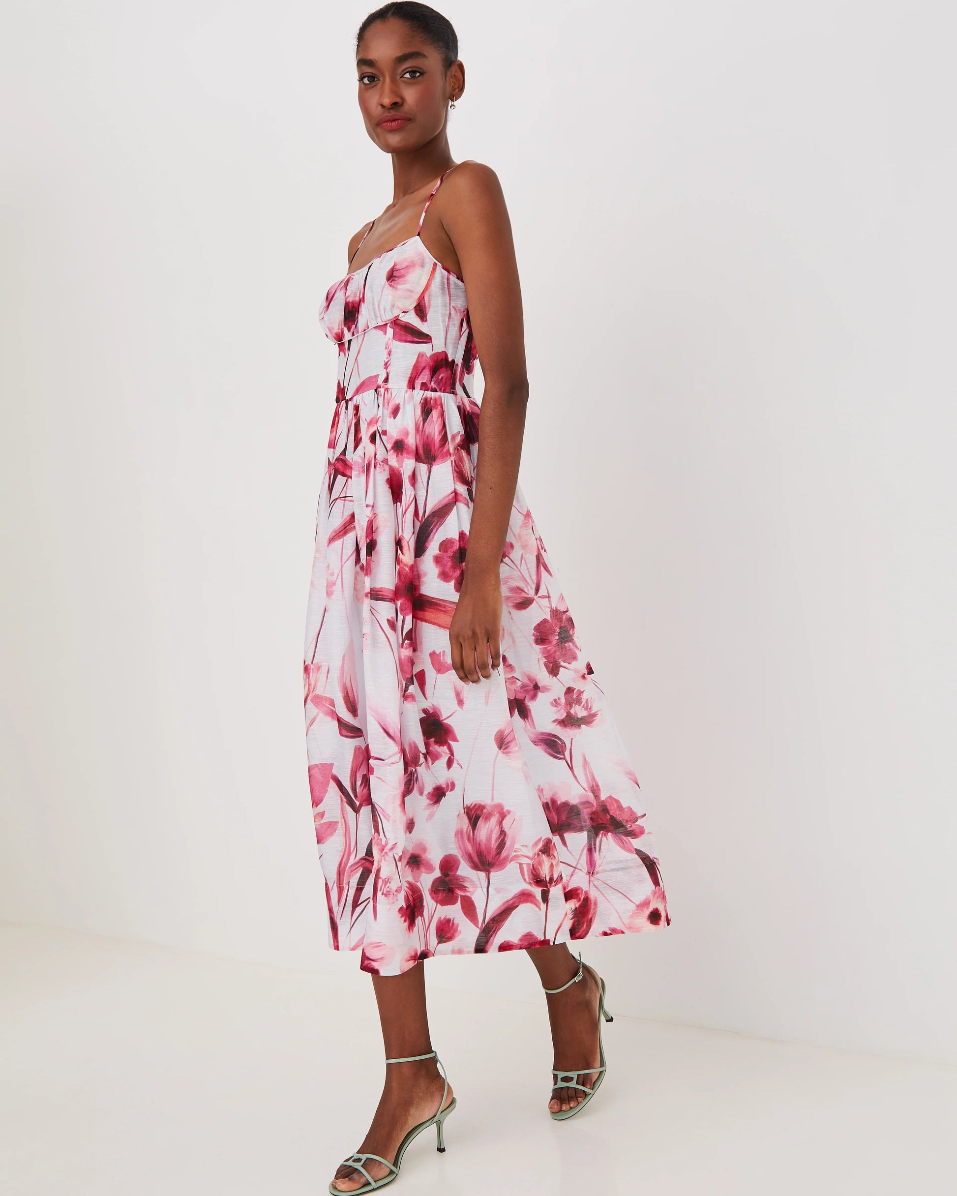 Cara Cara Alba Midi Dress in Petal Sketch Light Blue