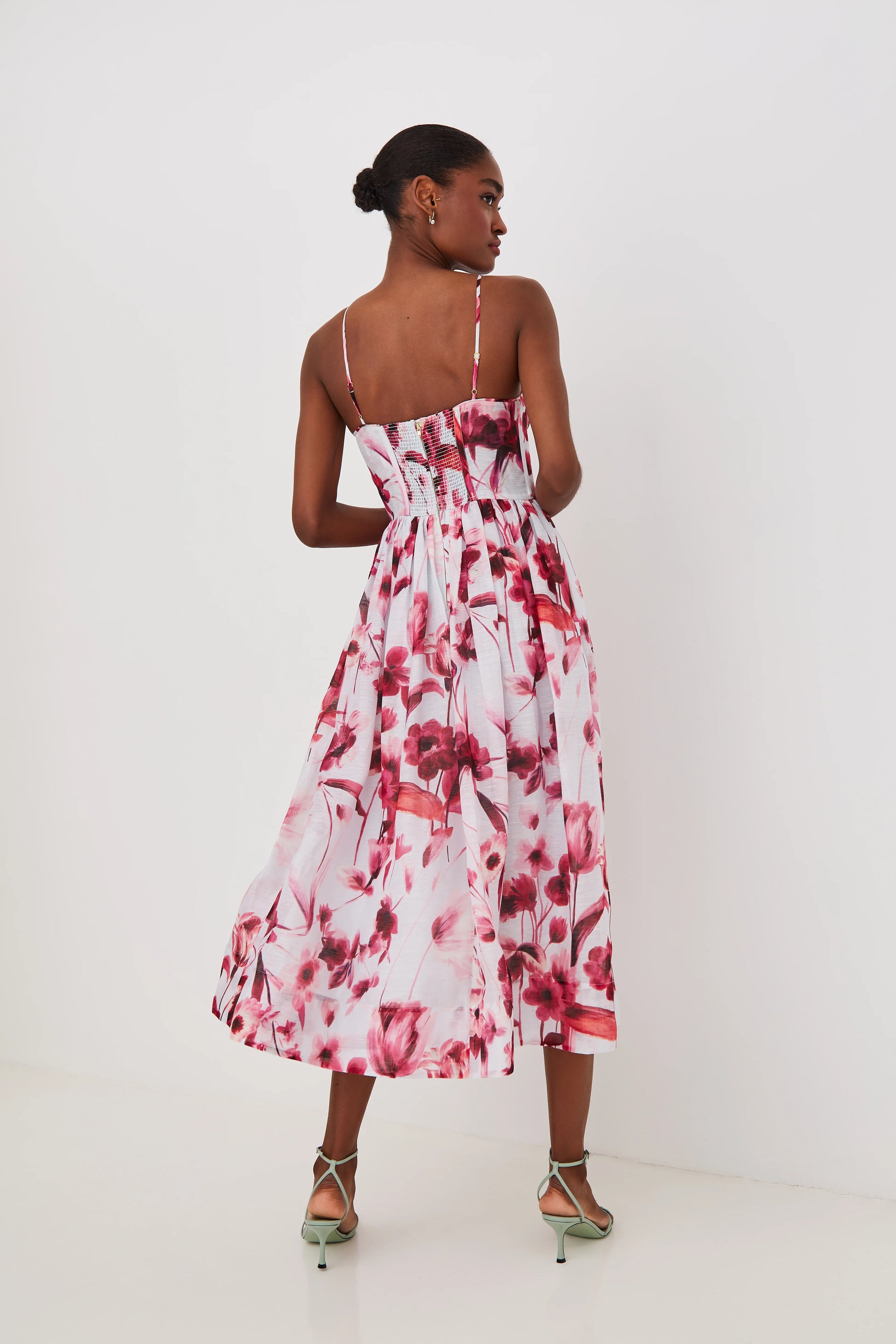 Cara Cara Alba Midi Dress in Petal Sketch Light Blue