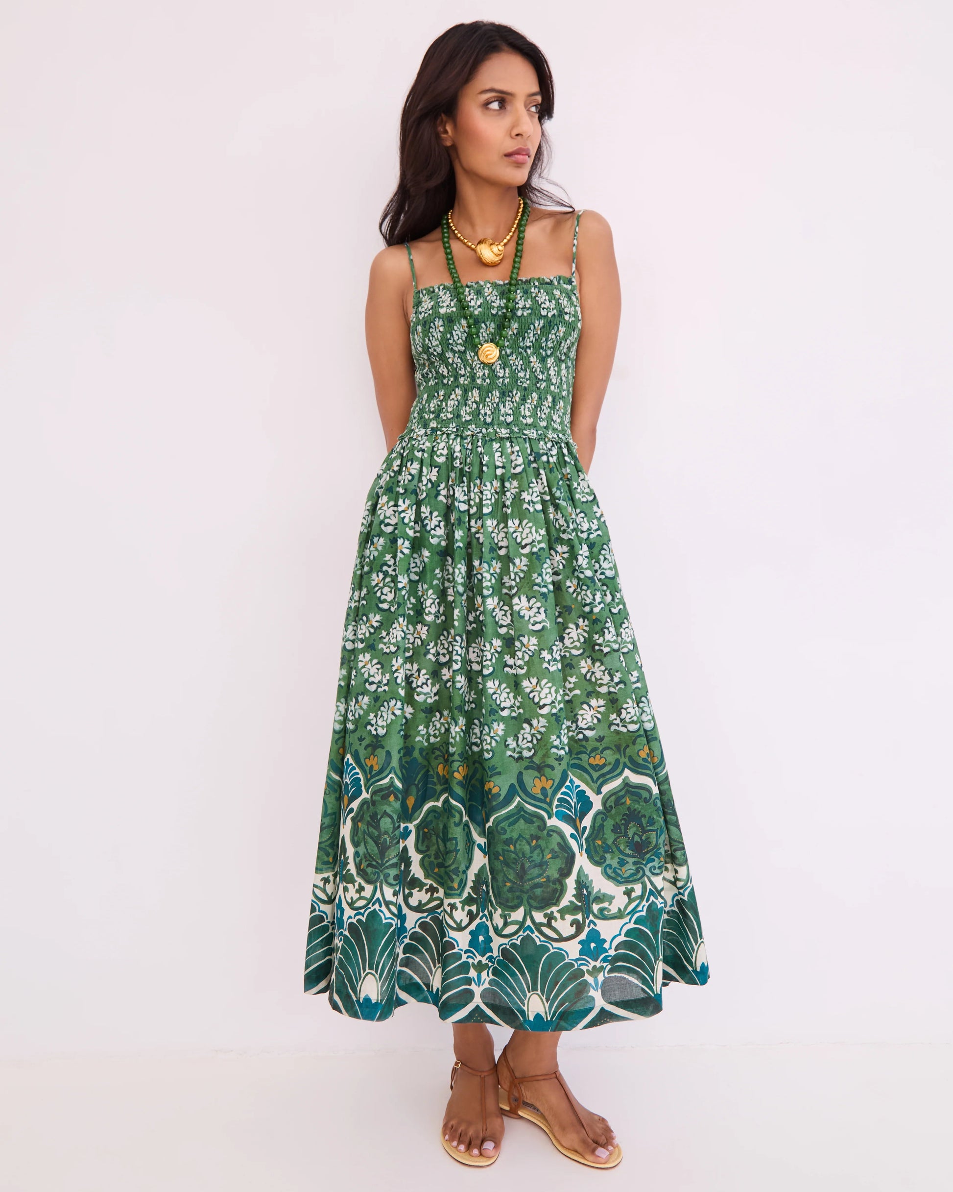 Cara Cara Carmen Dress in Samara Green