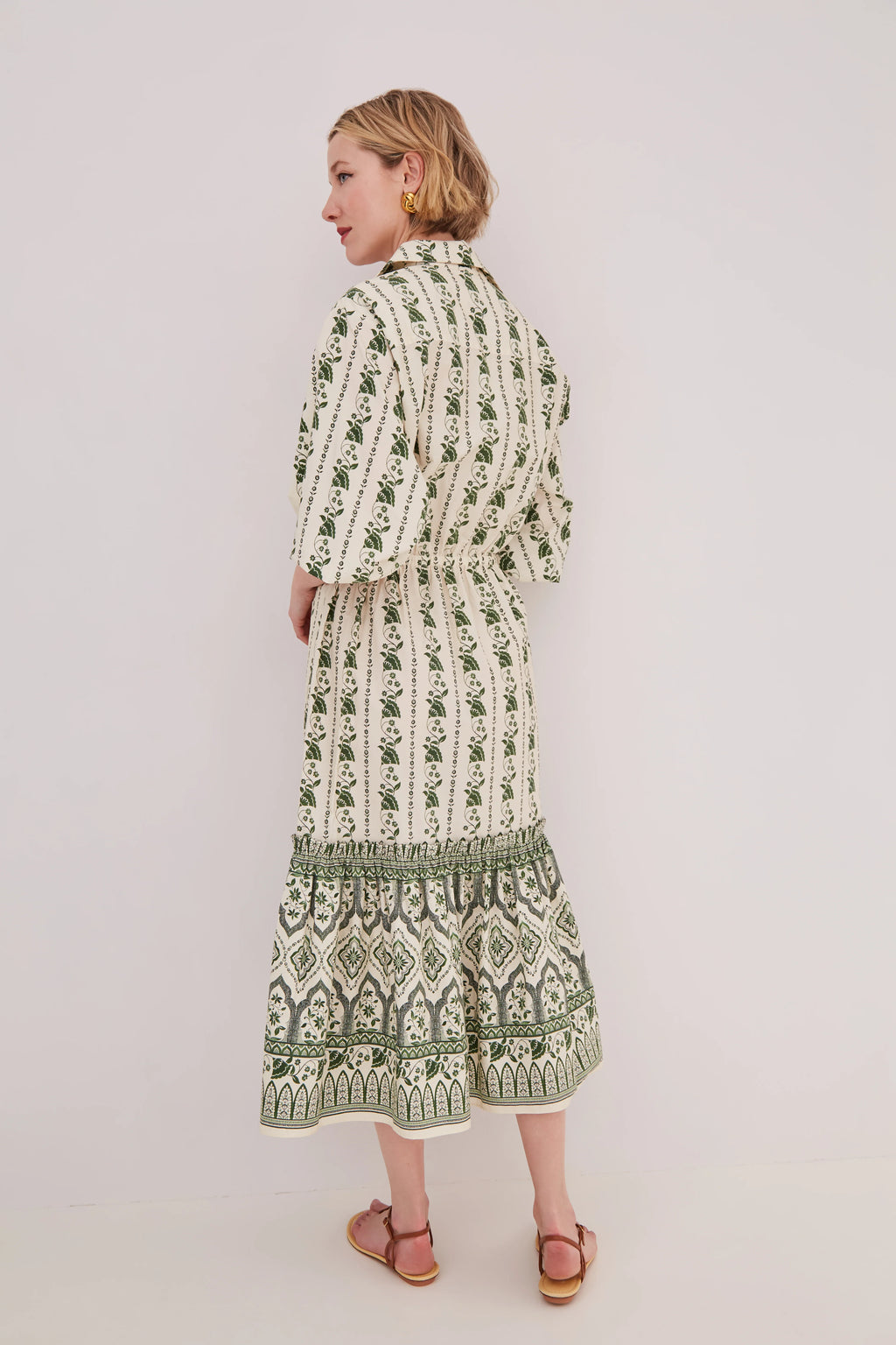 Cara Cara Hutton Dress in Vining Flora Green
