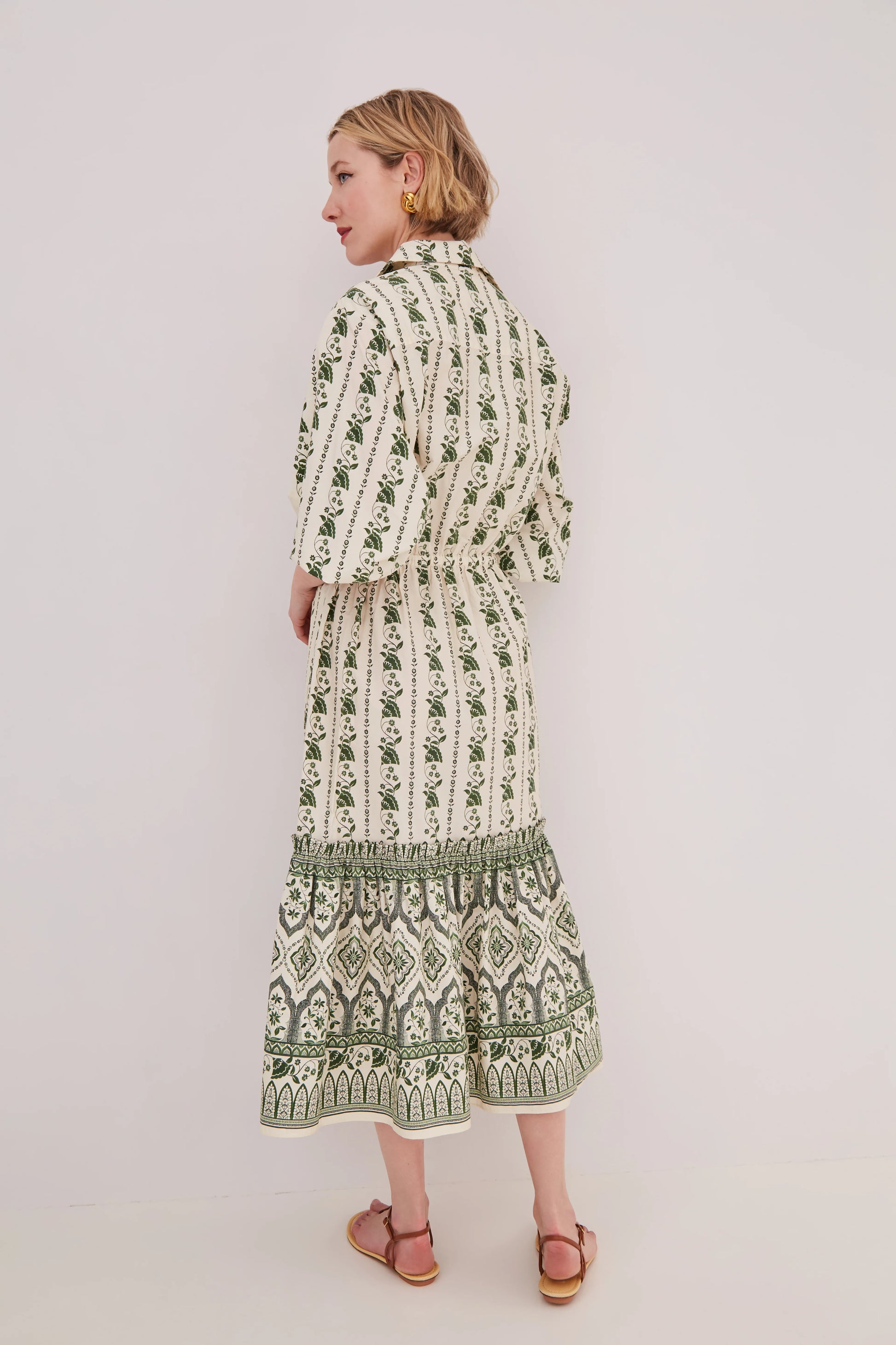 Cara Cara Hutton Dress in Vining Flora Green