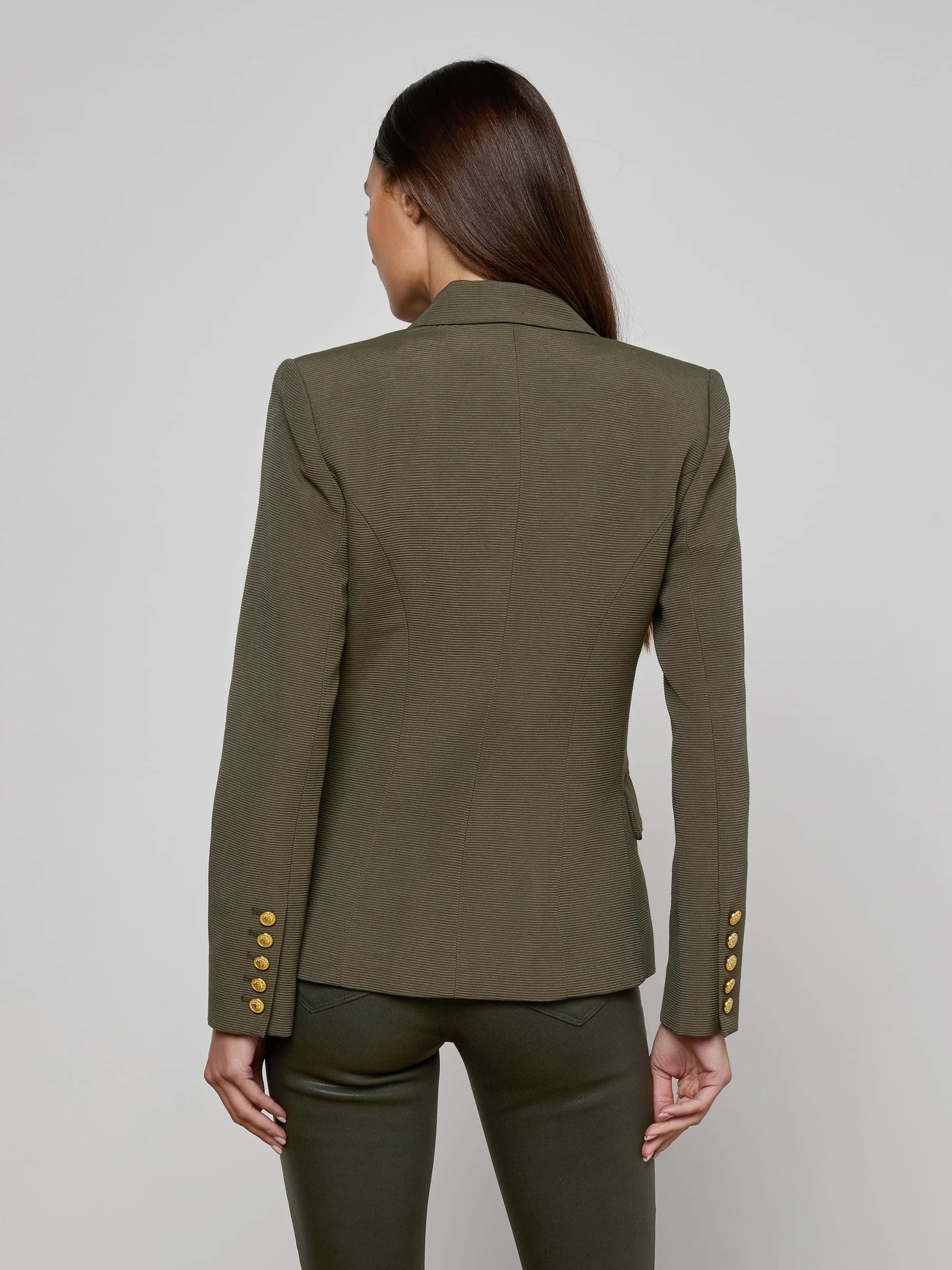 L'AGENCE Kenzie Double Breasted Blazer in Olive