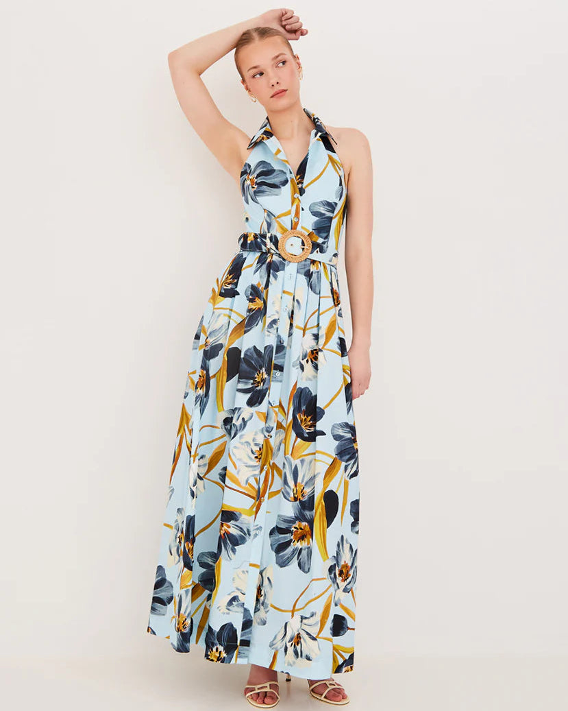 Cara Cara Quentin Dress in Marais Bloom Blue