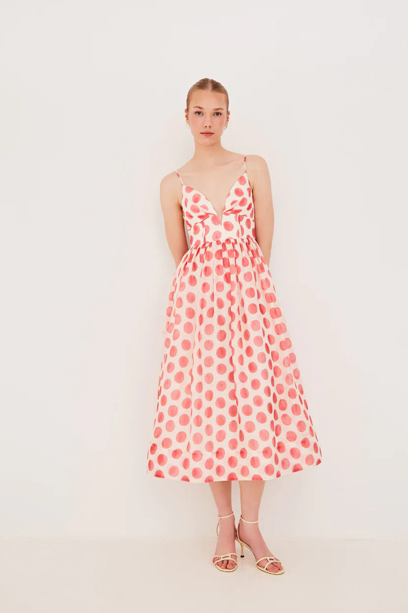 Cara Cara Pero Midi Dress in Celeste Spot Pink