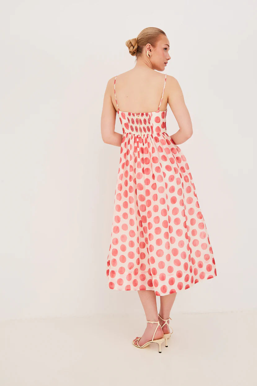 Cara Cara Pero Midi Dress in Celeste Spot Pink