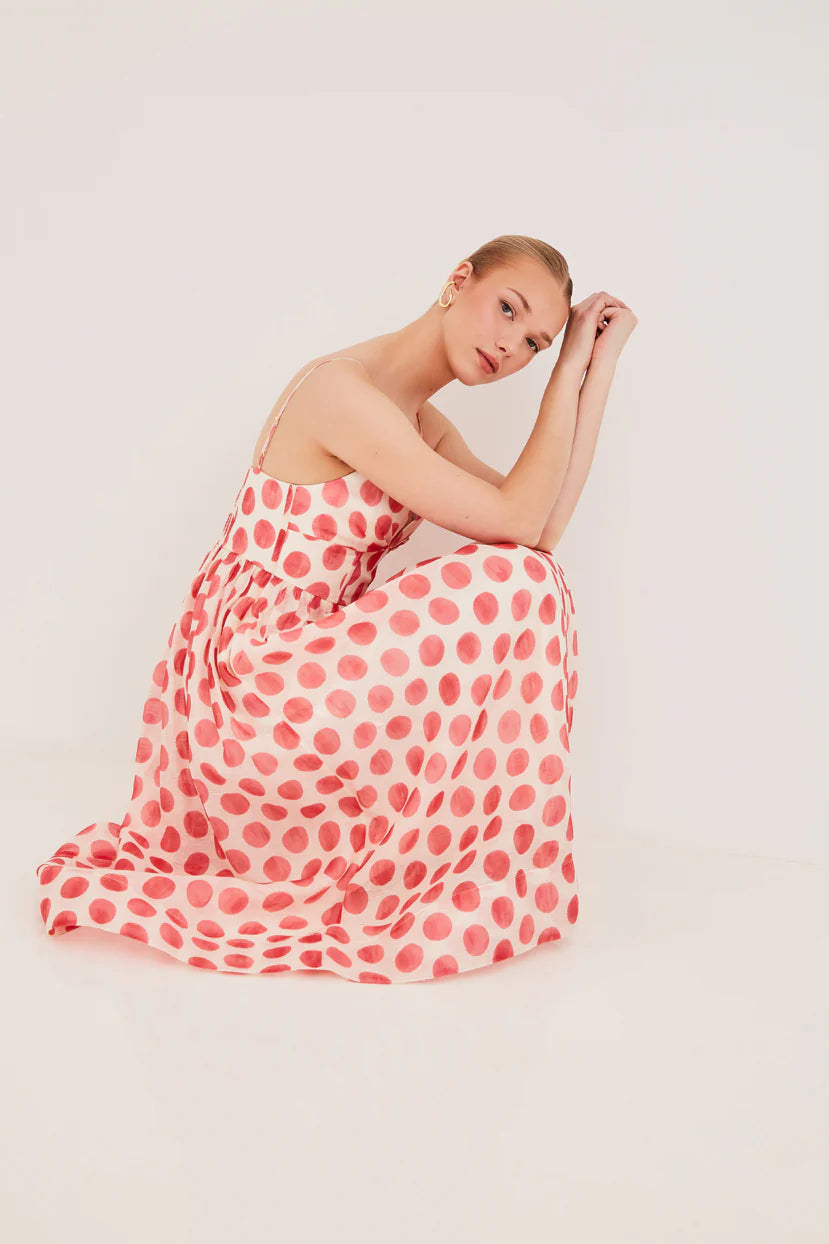 Cara Cara Pero Midi Dress in Celeste Spot Pink