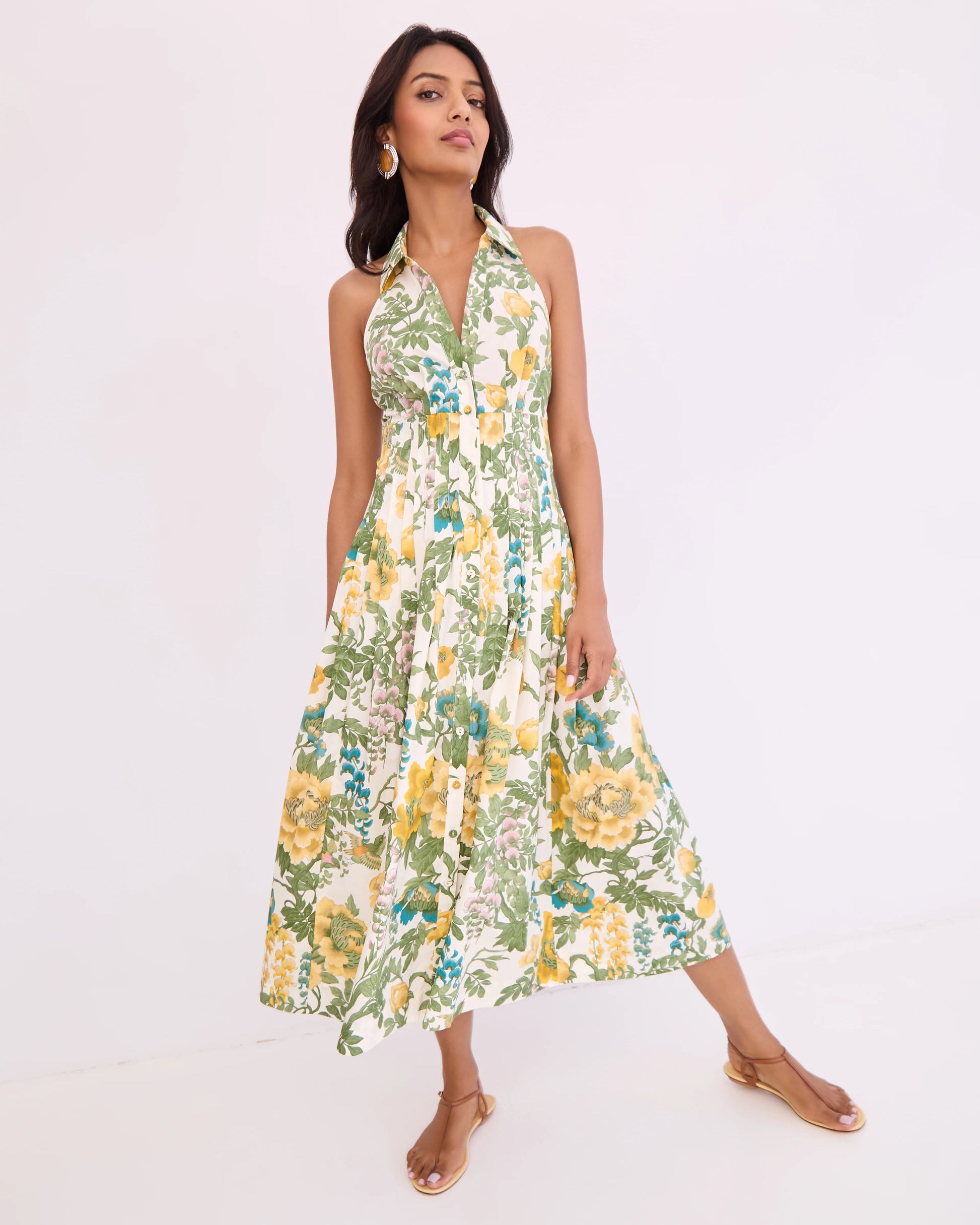 Cara Cara Rashida Dress in Flora Meadow Ivory