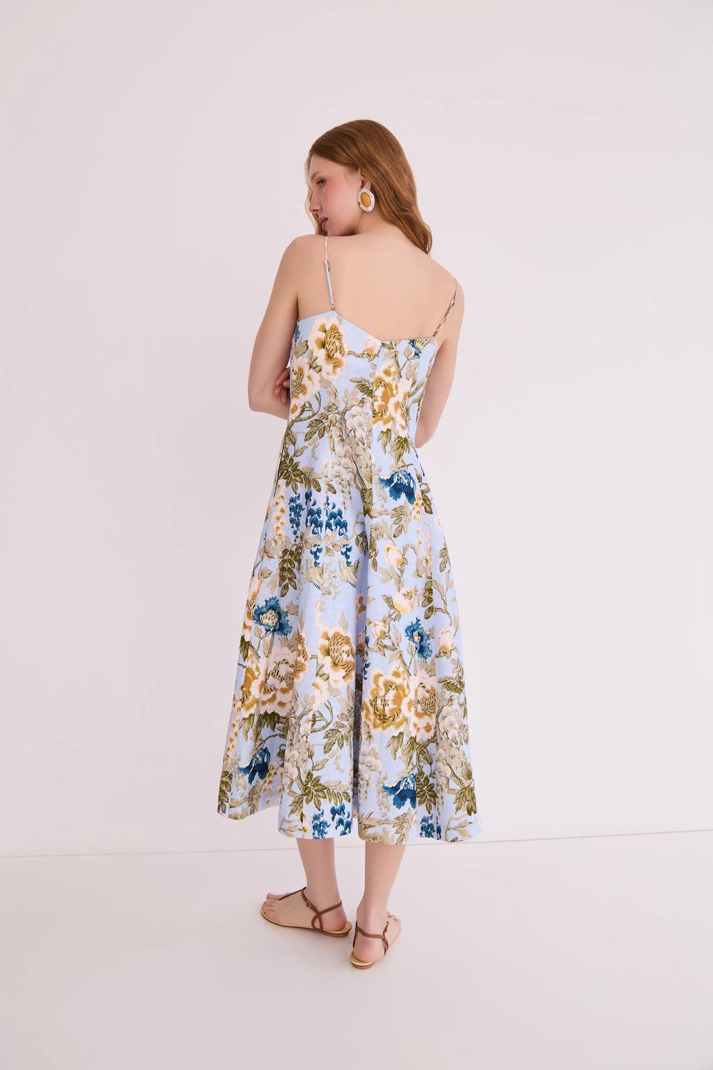 Cara Cara Cherry Dress in Flora Meadow Light Blue