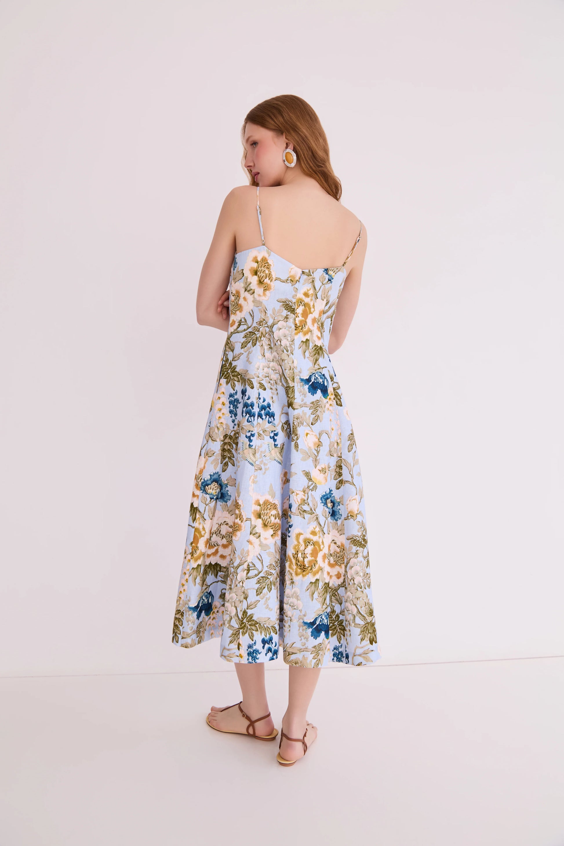 Cara Cara Cherry Dress in Flora Meadow Light Blue