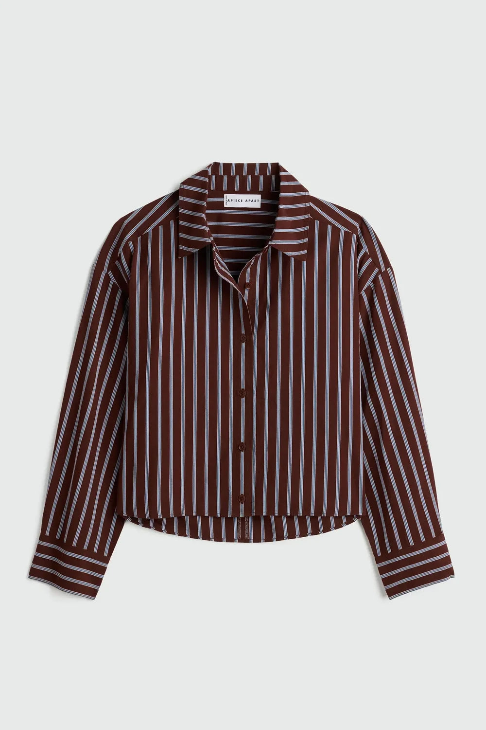Apiece Apart Cropped Isolde Button Down in Spice Multi Stripe