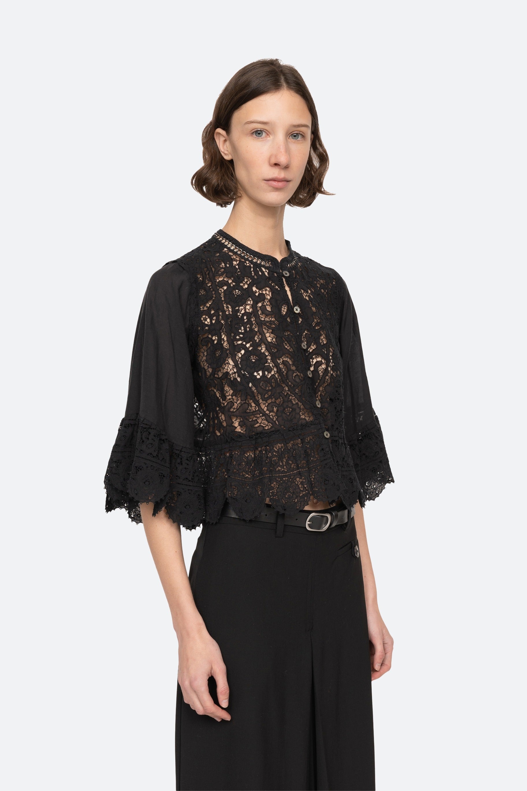 Sea New York Shanna Lace 3/4 Sleeve Top