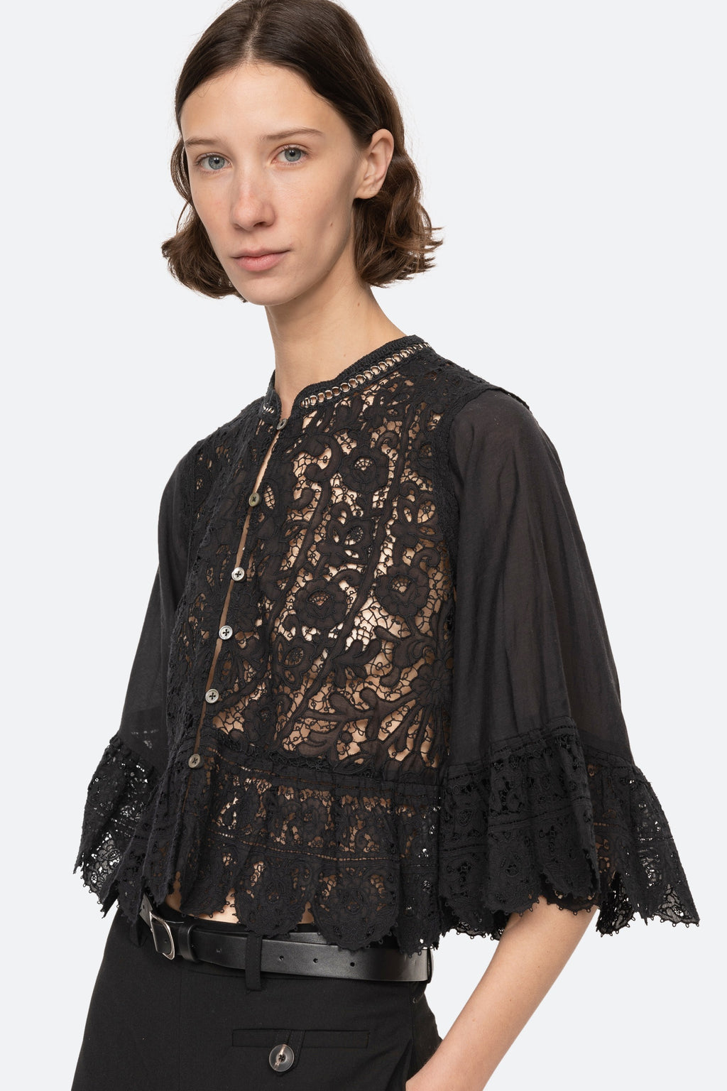 Sea New York Shanna Lace 3/4 Sleeve Top