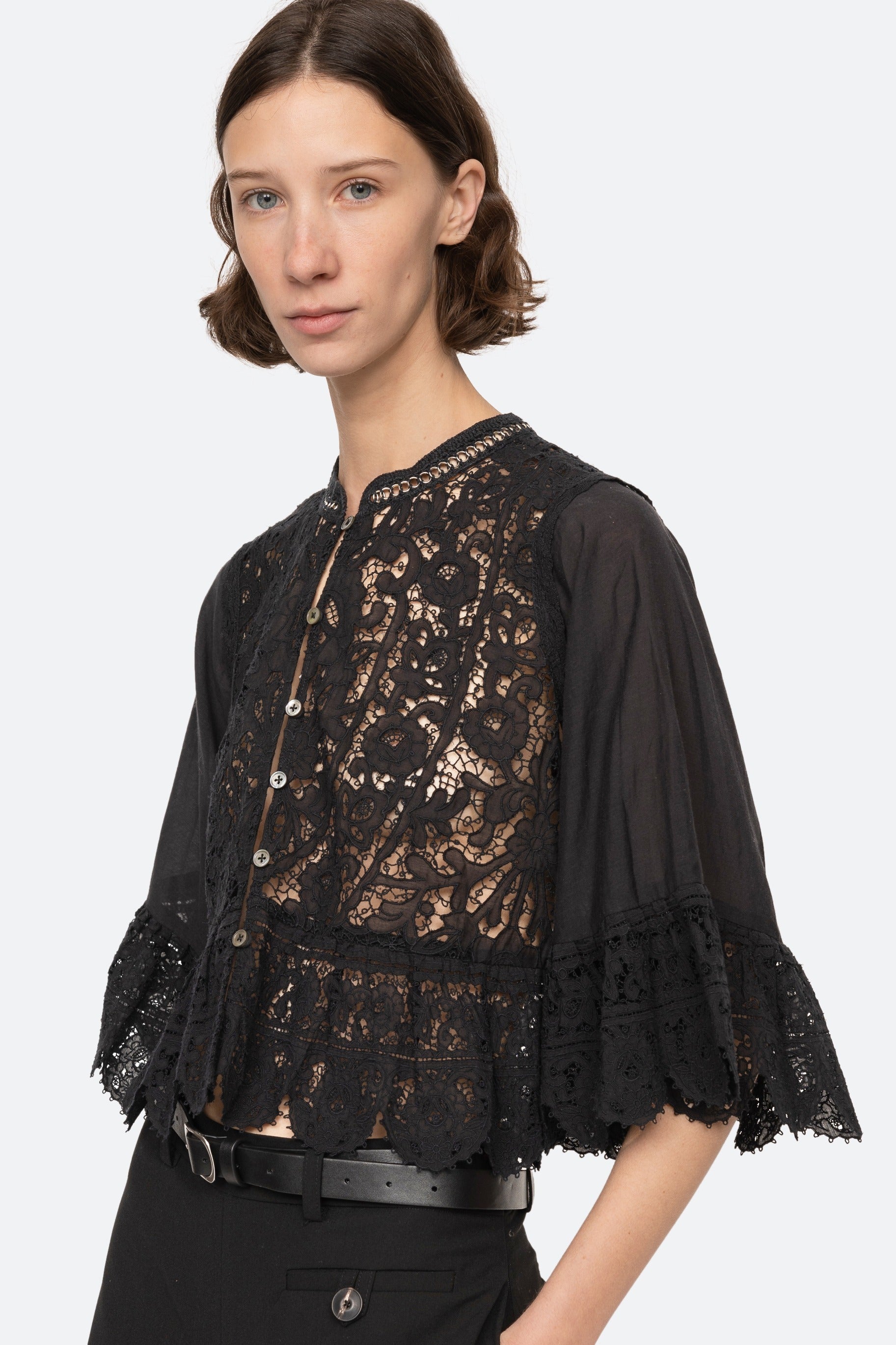 Sea New York Shanna Lace 3/4 Sleeve Top