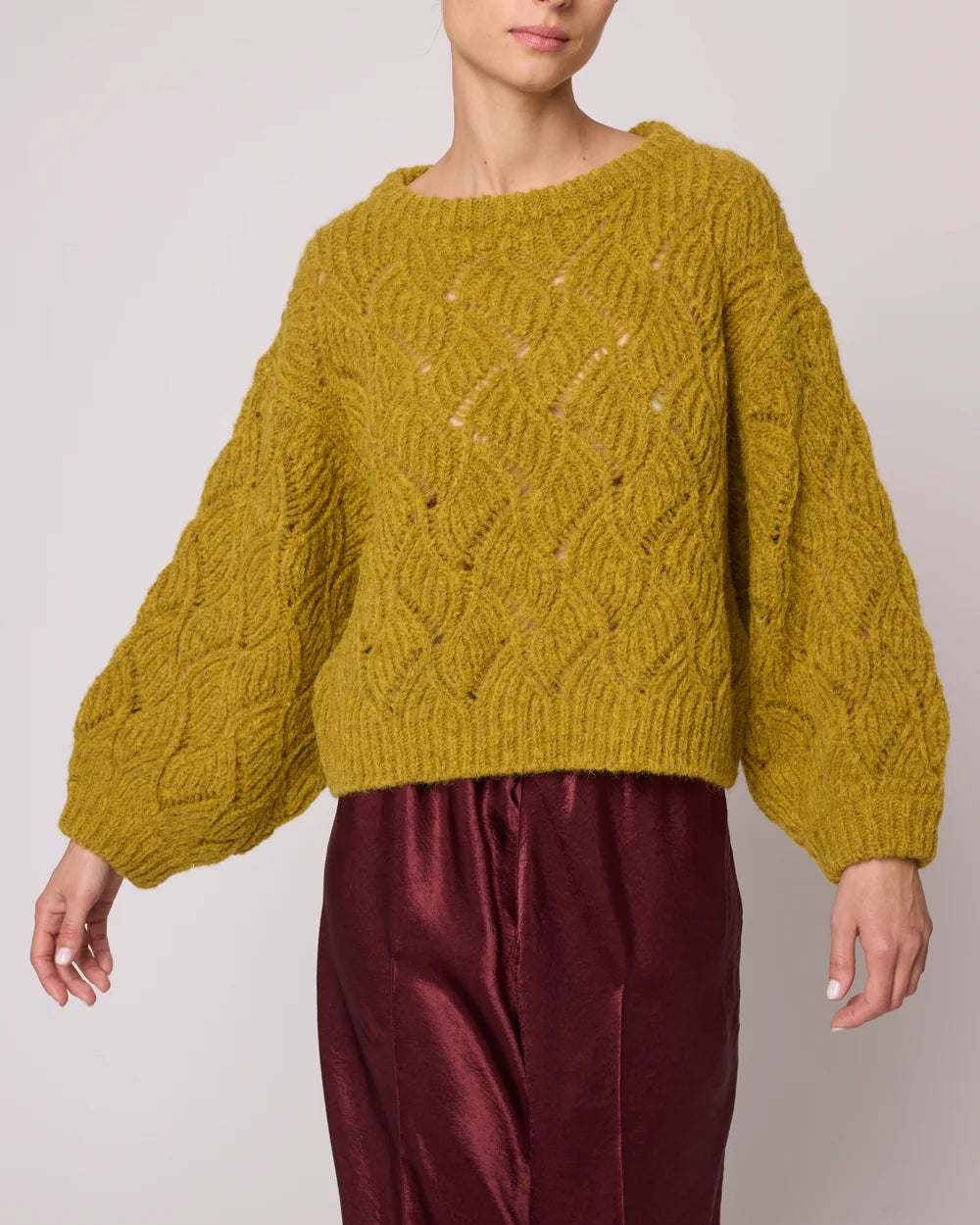 Atelier Delphine Balloon Sleeve Sweater in Mustard