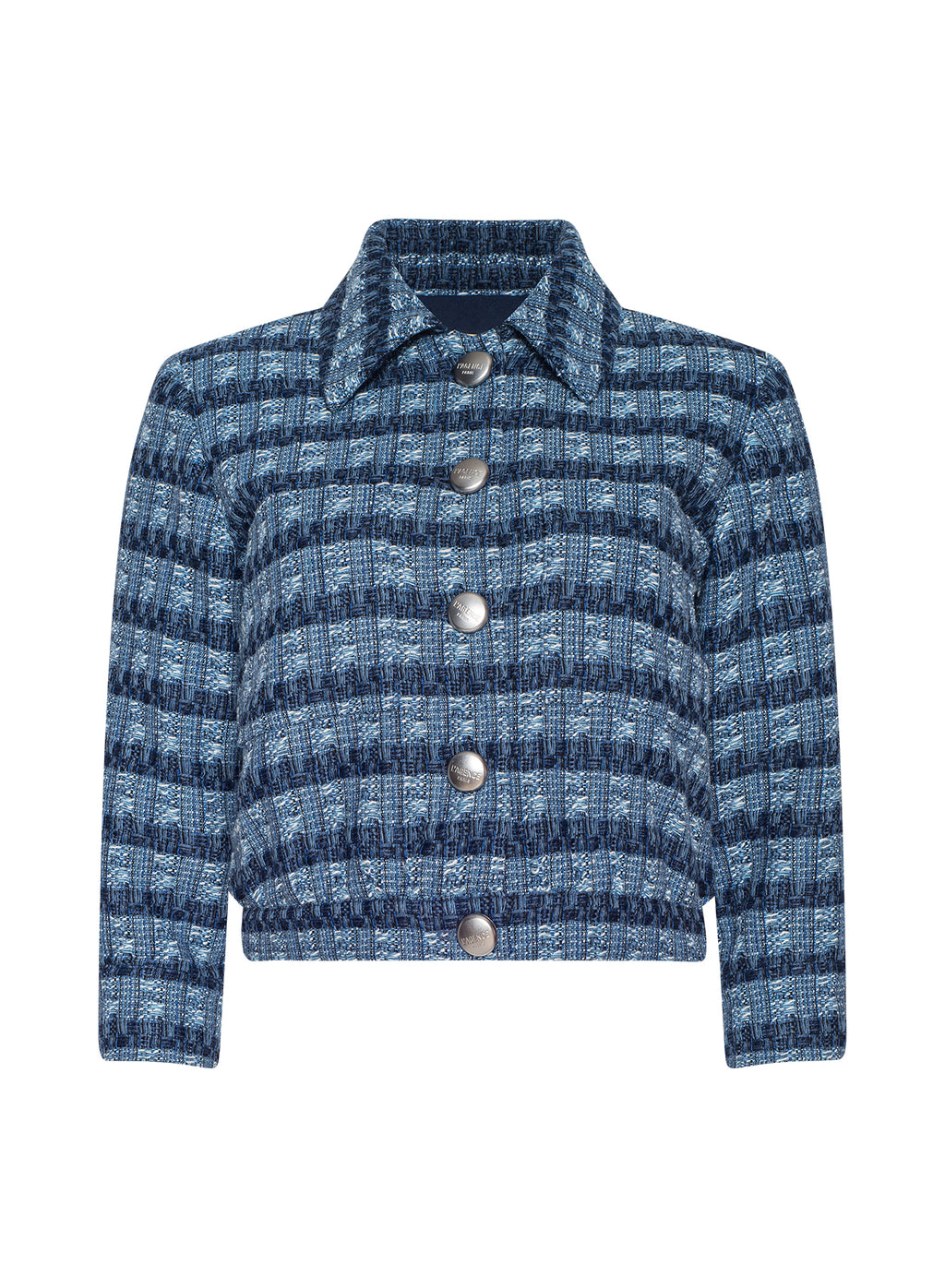 L'AGENCE Jia Crop Jacket in Blue Multi Stripe