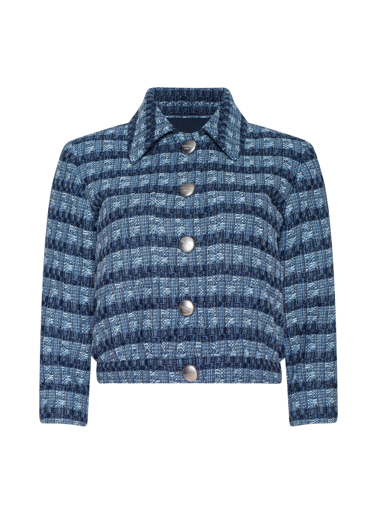 L'AGENCE Jia Crop Jacket in Blue Multi Stripe