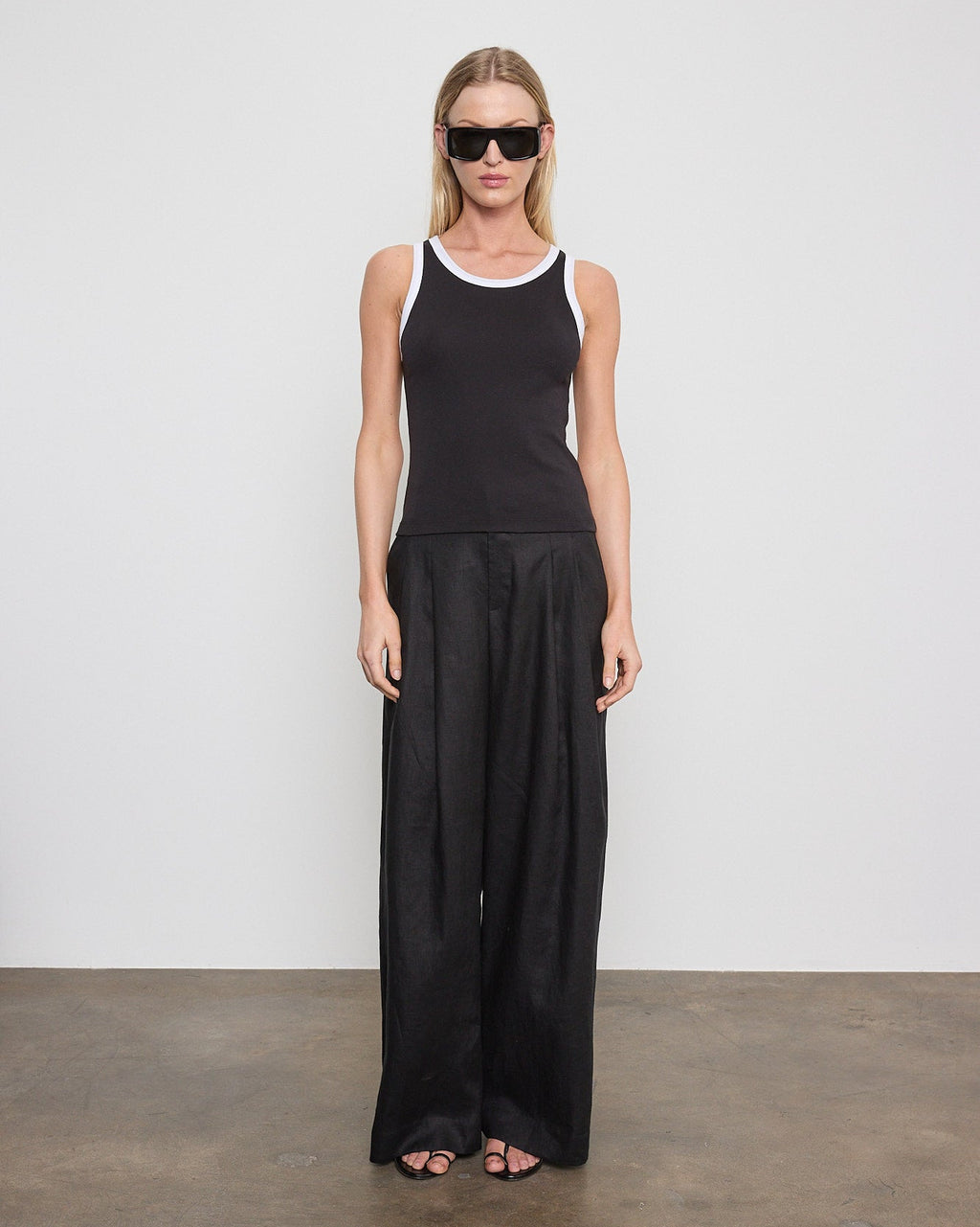 Enza Costa Linen Easy Trouser in Black