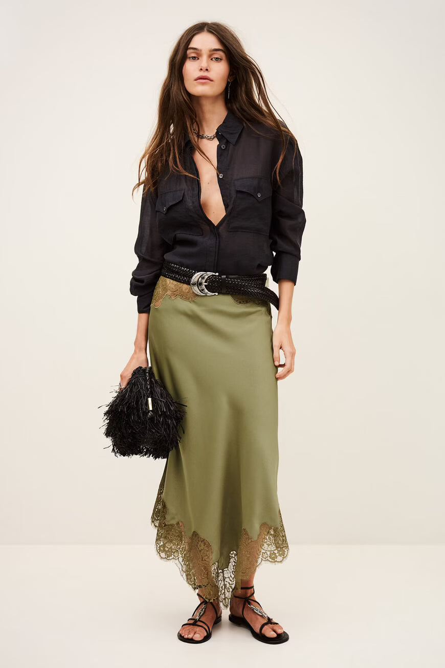 Ba&sh Coni Skirt in Kaki