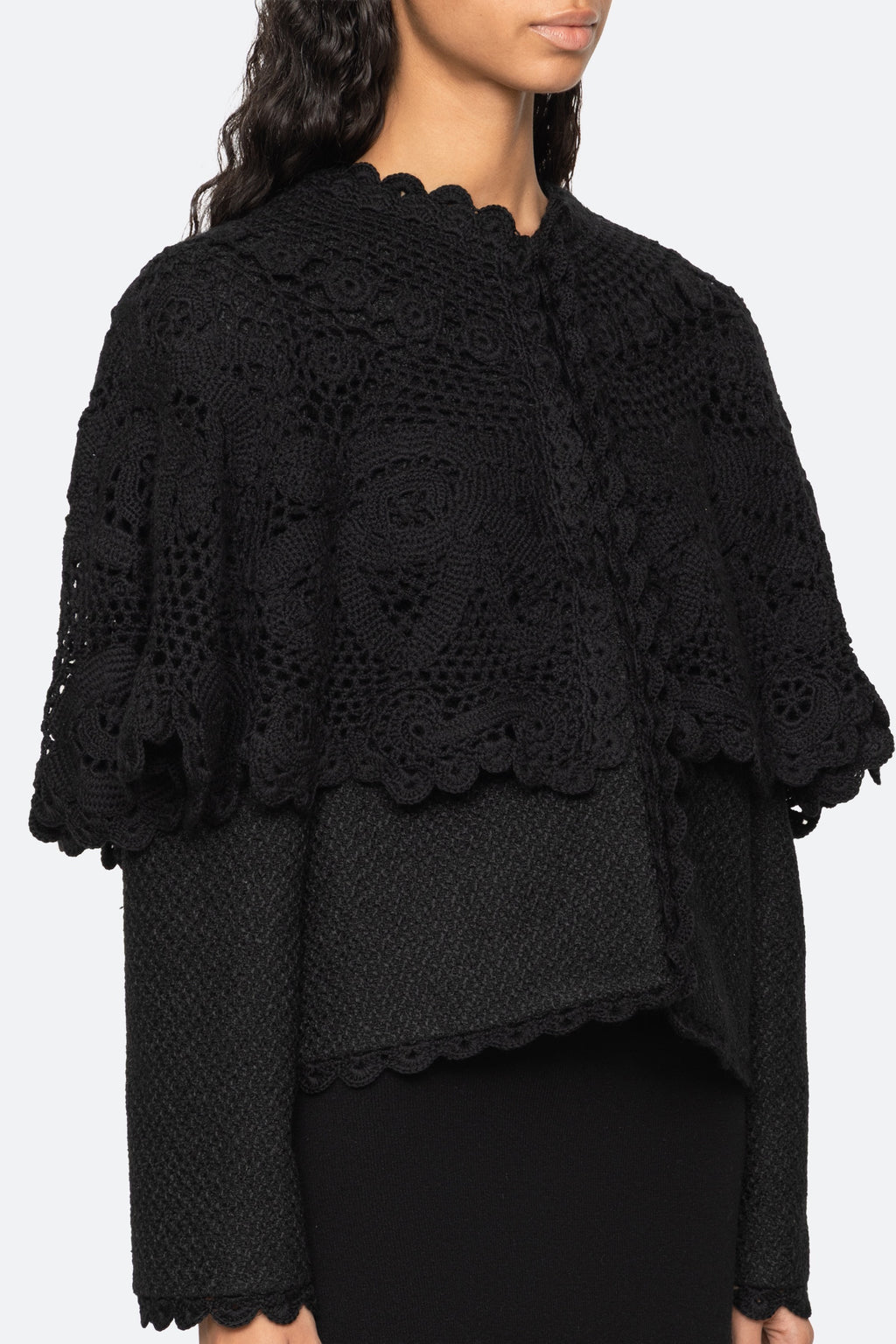 Sea New York Wright Knit Cape Jacket in Black