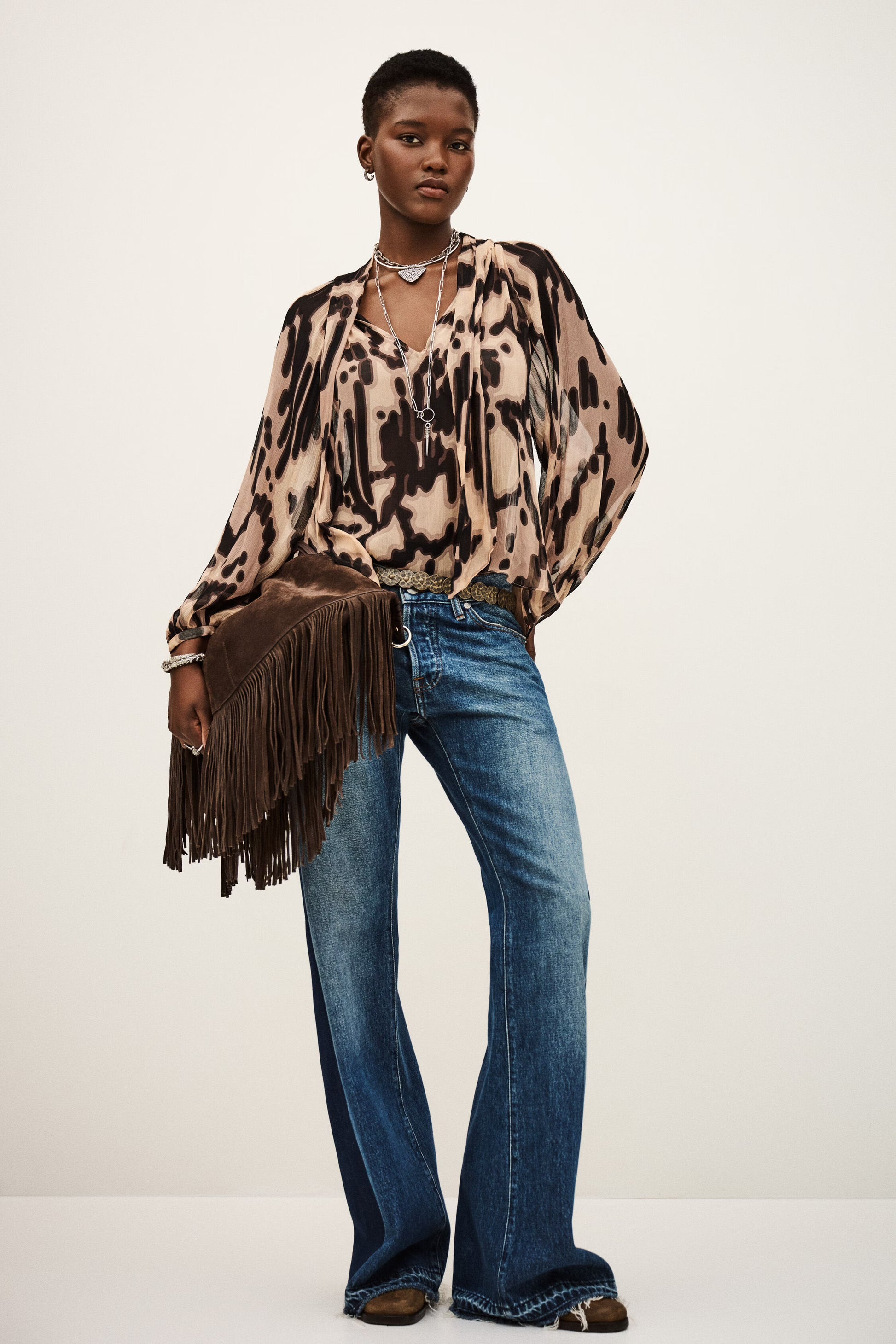 Ba&sh Alof Printed Blouse in Rose
