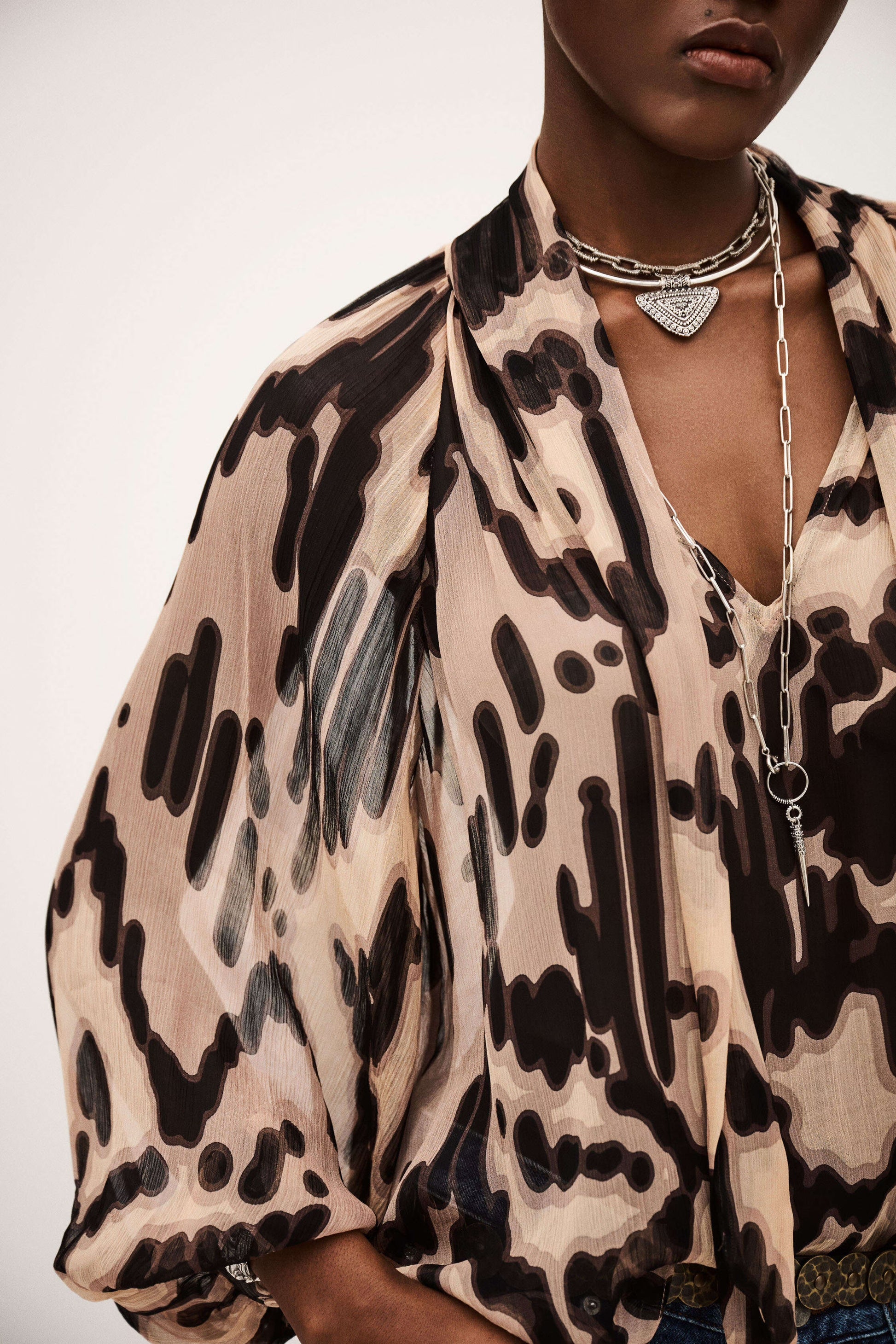 Ba&sh Alof Printed Blouse in Rose