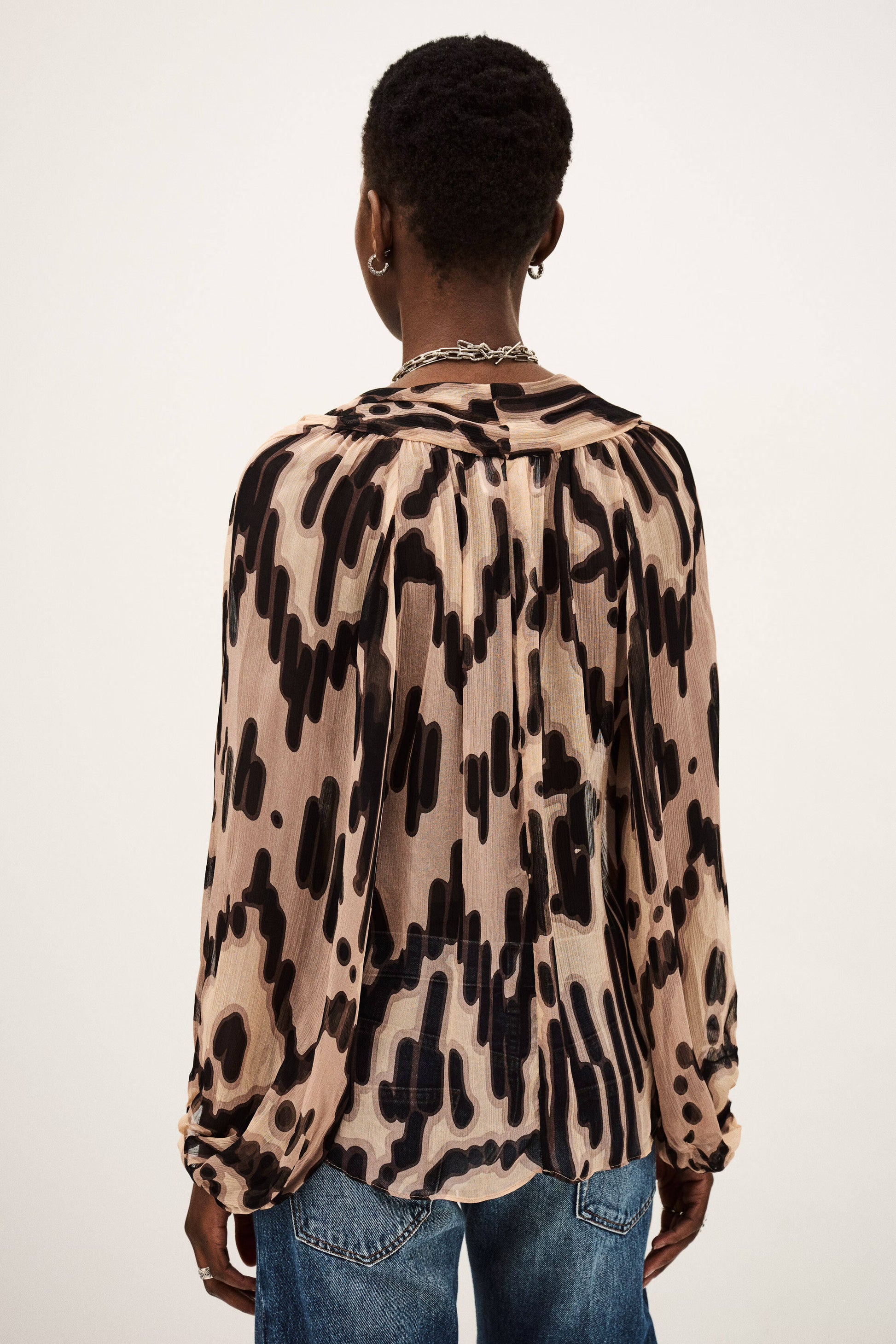 Ba&sh Alof Printed Blouse in Rose