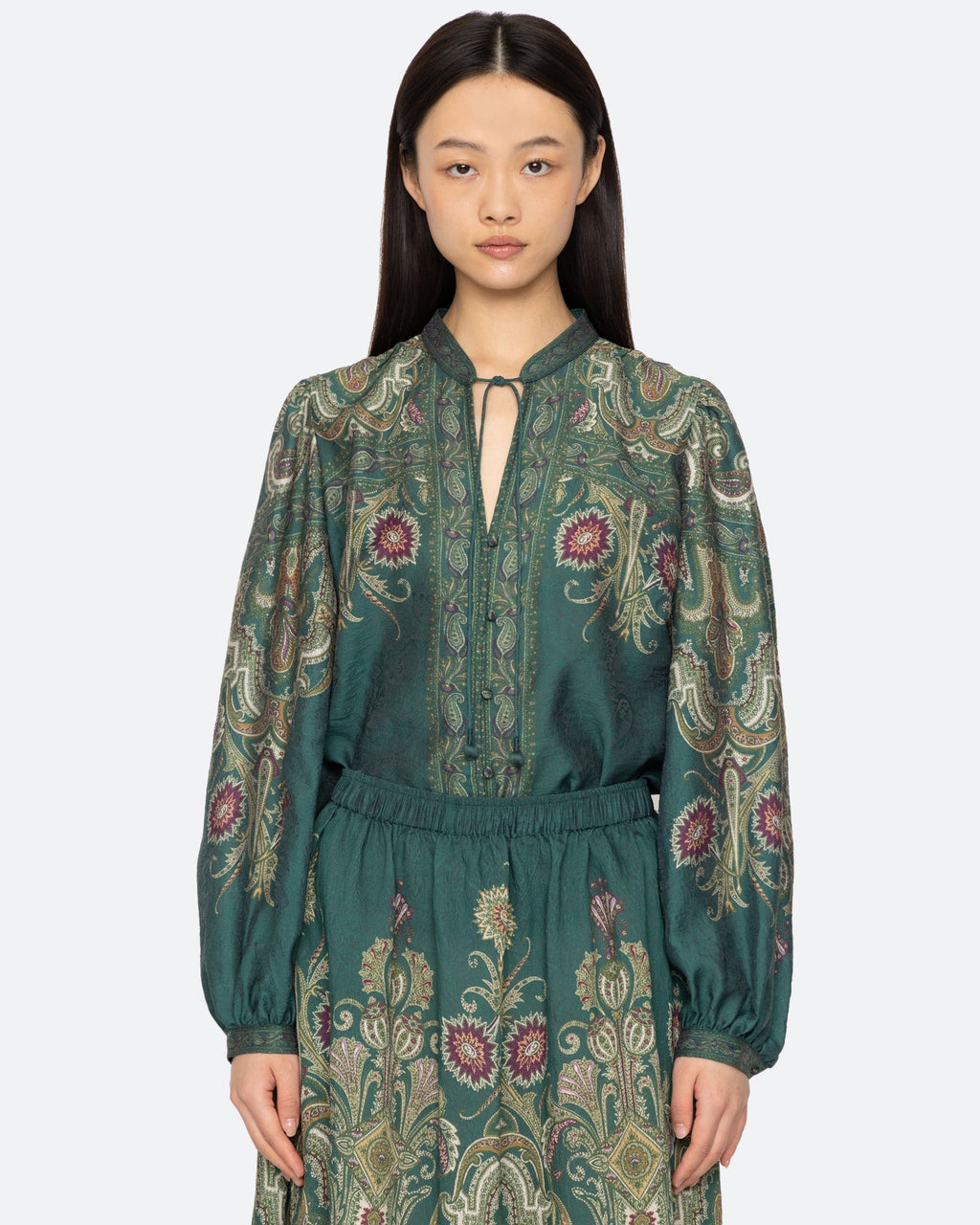 Sea New York Hyacinth Long-Sleeve Top in Green