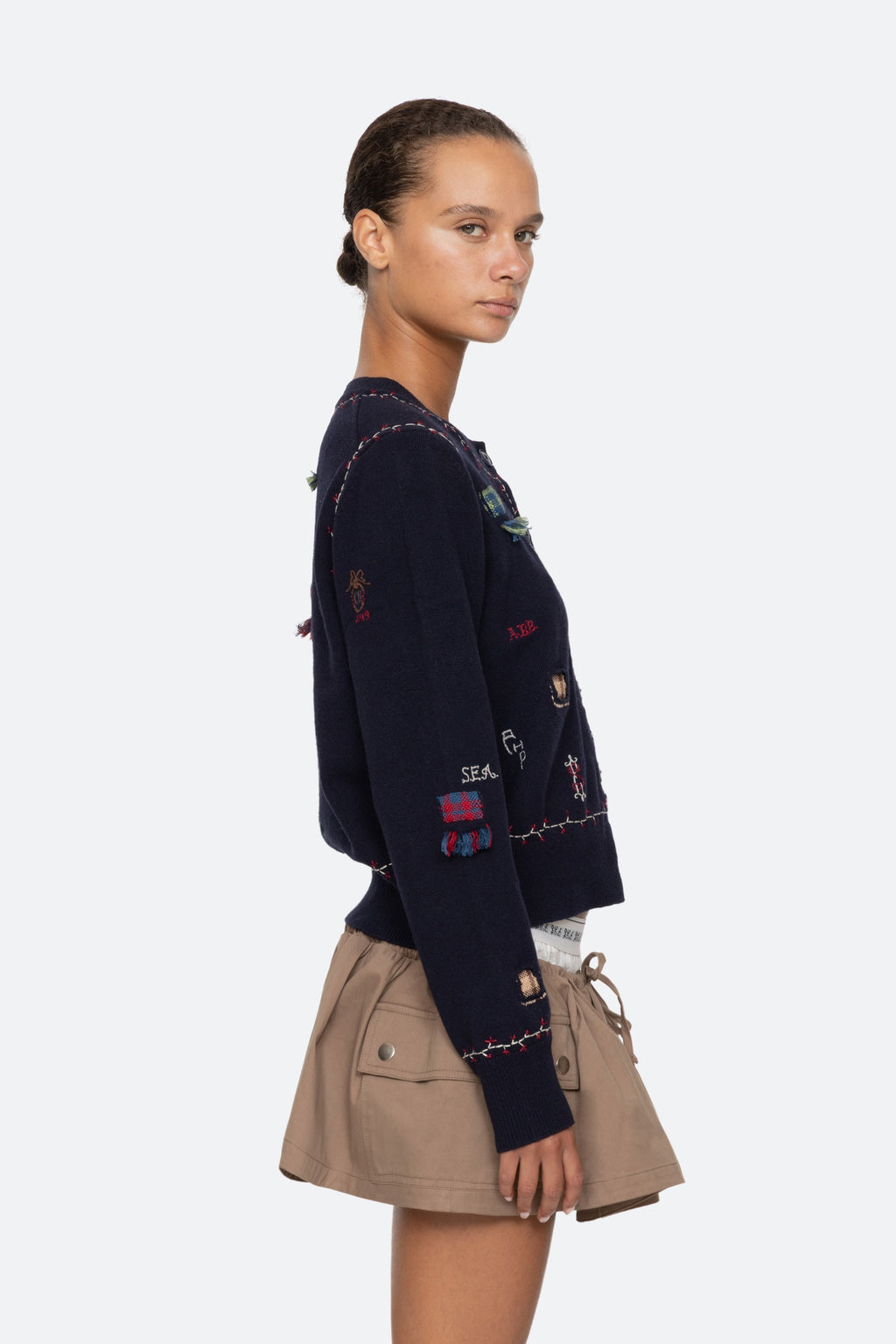 Sea New York Claira Embroidered Knit Cardigan