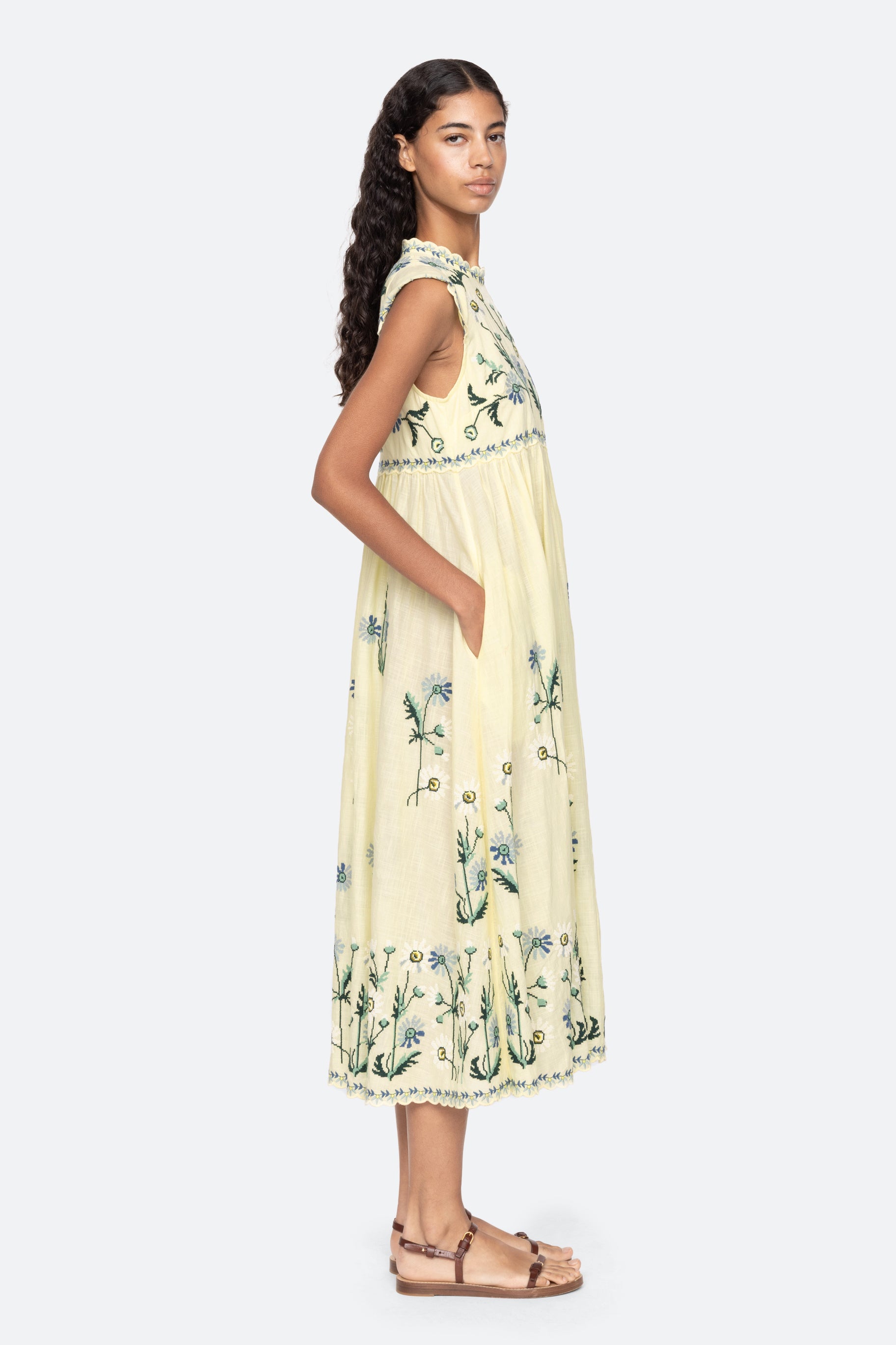 Sea New York Audra Embroidery Midi Dress