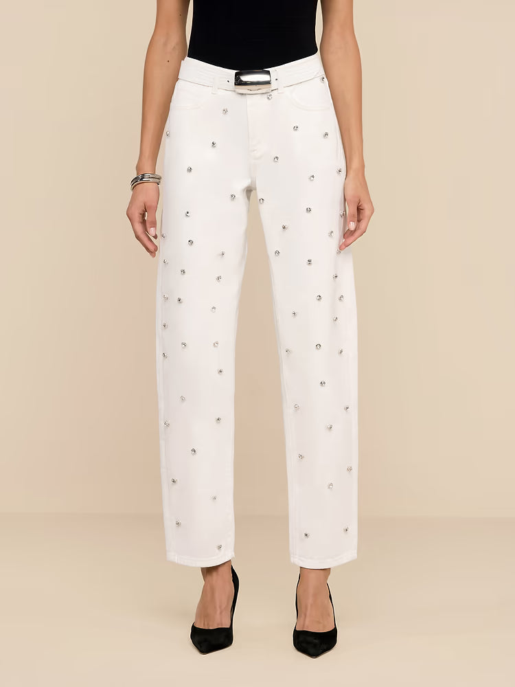 L'AGENCE Bex Embellished Rodeo Jean in Blanc