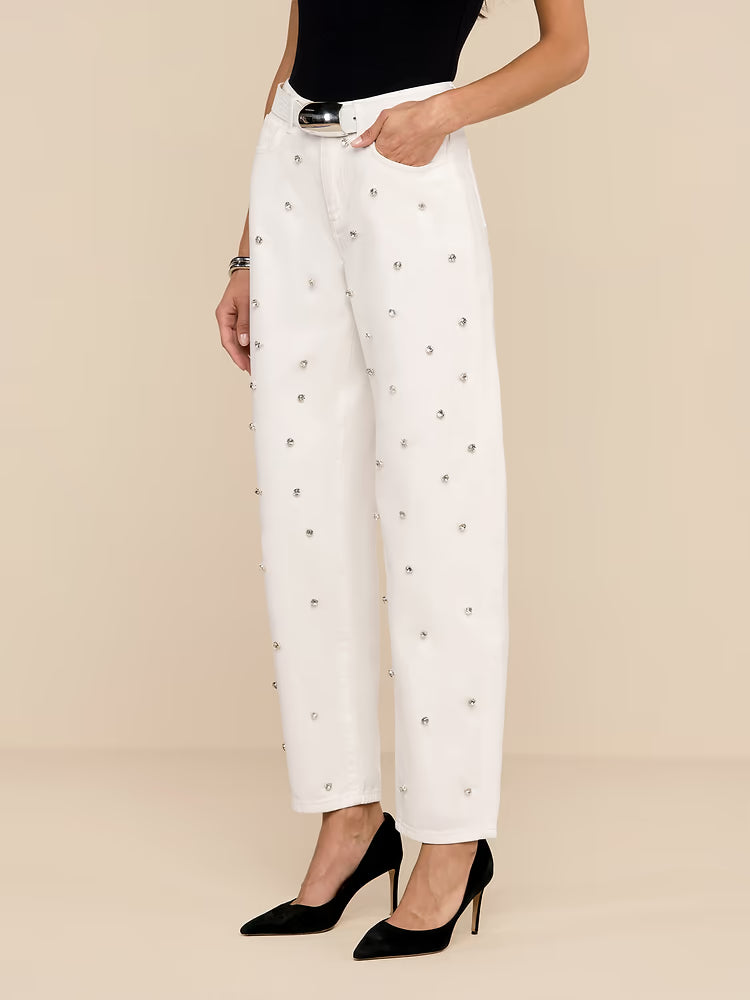 L'AGENCE Bex Embellished Rodeo Jean in Blanc