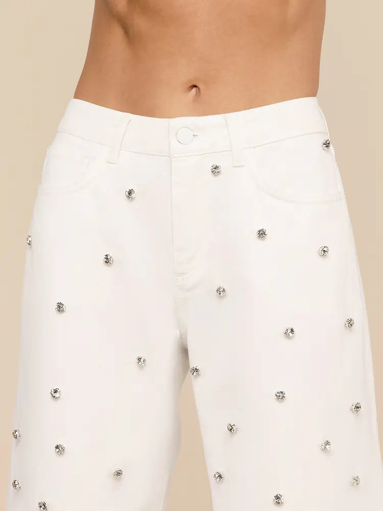 L'AGENCE Bex Embellished Rodeo Jean in Blanc