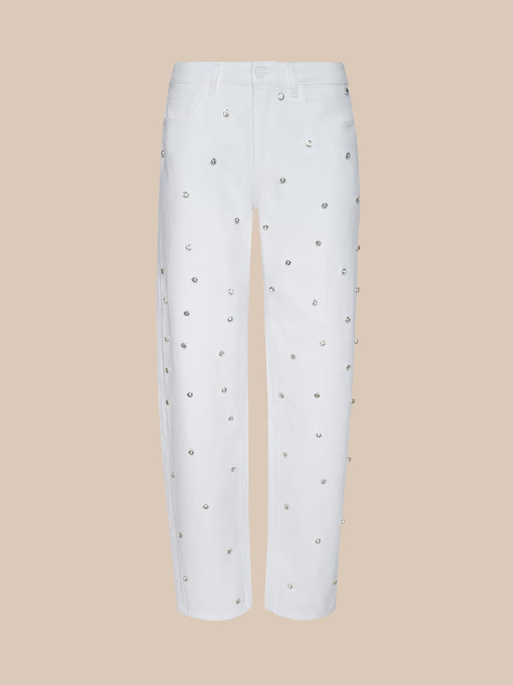 L'AGENCE Bex Embellished Rodeo Jean in Blanc